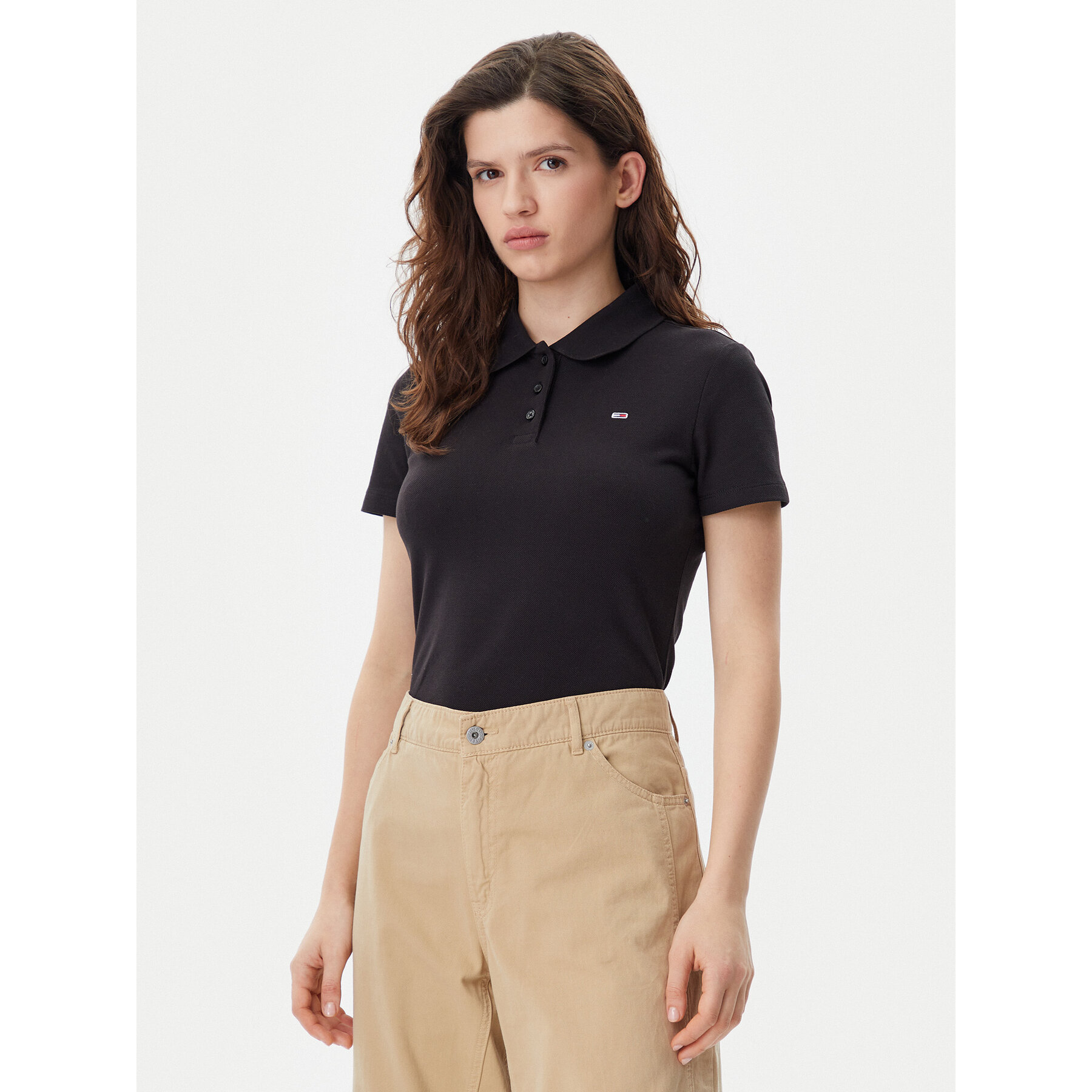 Tommy Jeans Pólóing Essential DW0DW20160 Fekete Slim Fit