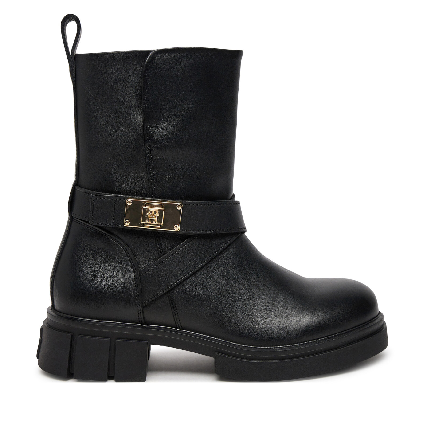 Polokozačky Tommy Hilfiger Biker Leather FW0FW08313 Černá