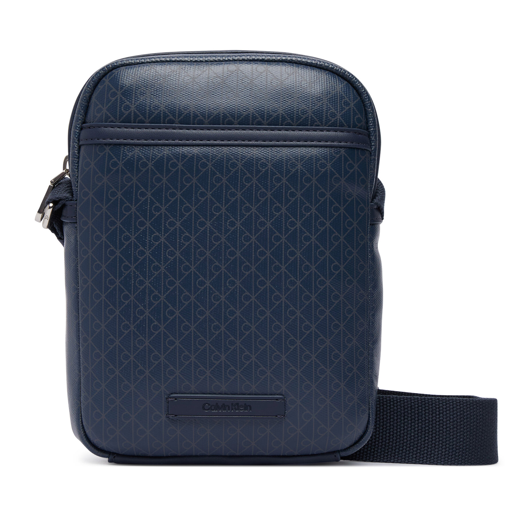 Geantă crossover Calvin Klein Emblem Aop Coated Slim Reporter LV04D3334G Bleumarin