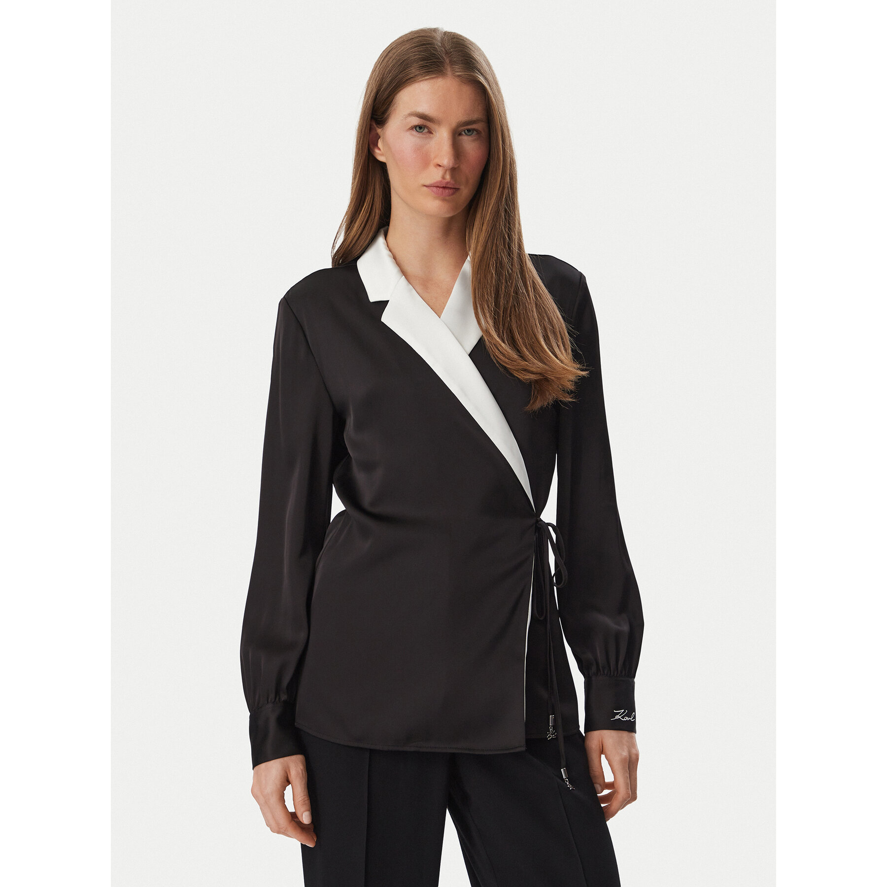 KARL LAGERFELD Bluse B4W11016 Schwarz Regular Fit