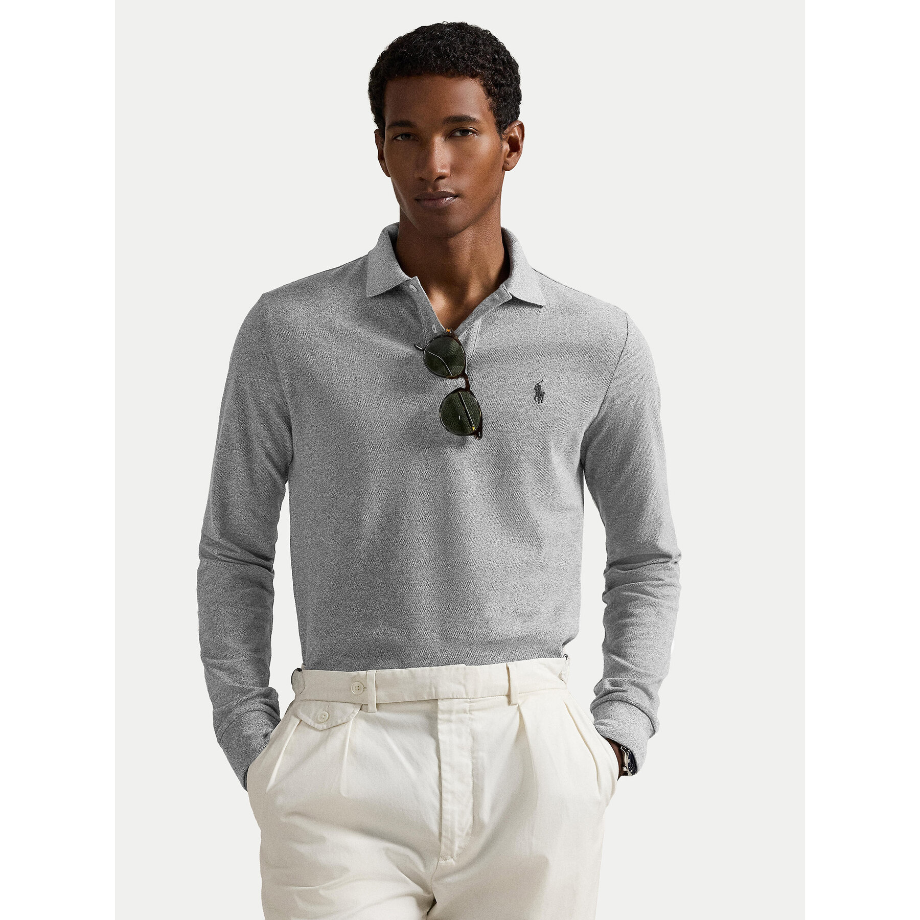 Polo Ralph Lauren Polo 710680790003 Γκρι Custom Slim Fit