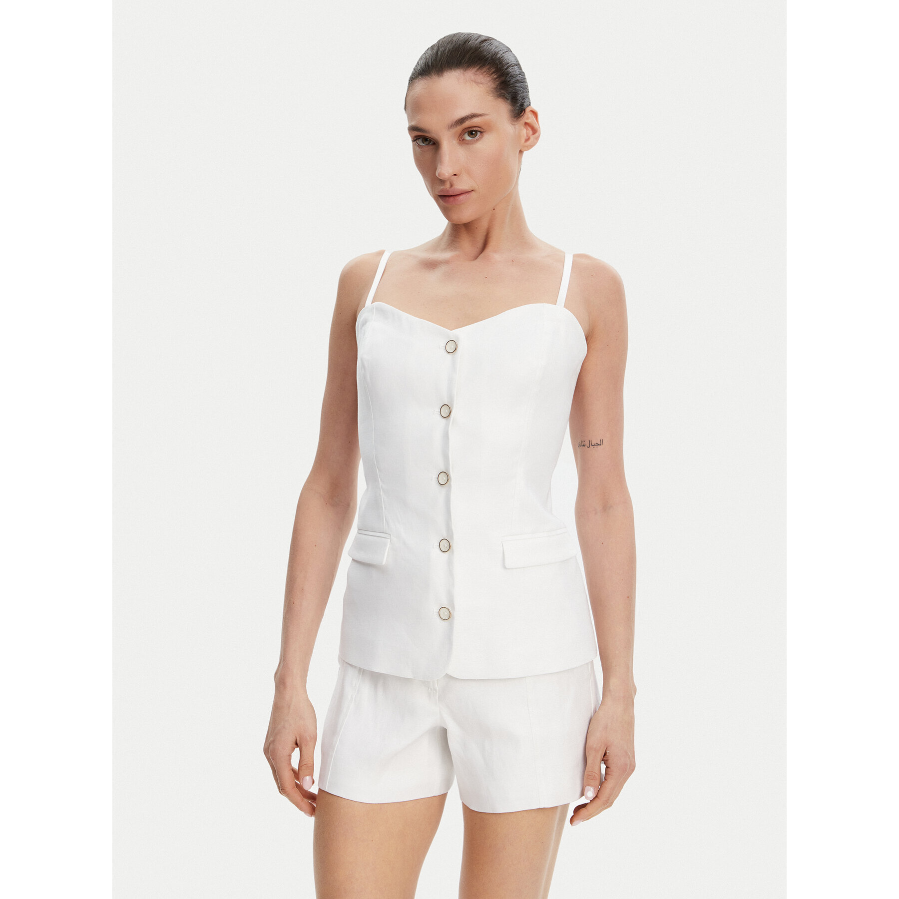 Guess Τοπ W5GH0L WH5L2 Λευκό Regular Fit