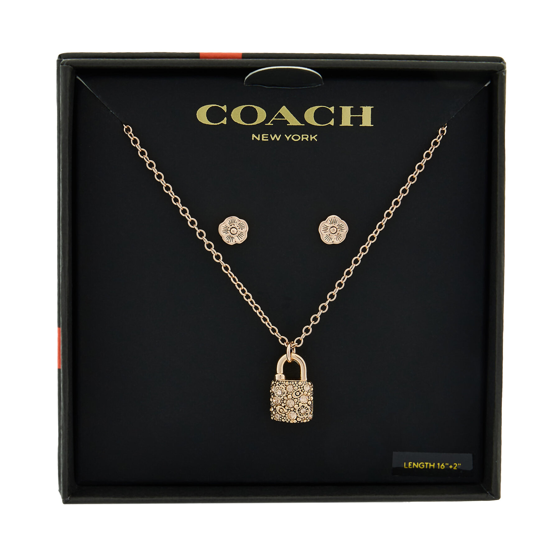 Komplet ogrlica in uhani Coach 37541360 Rožnato zlato