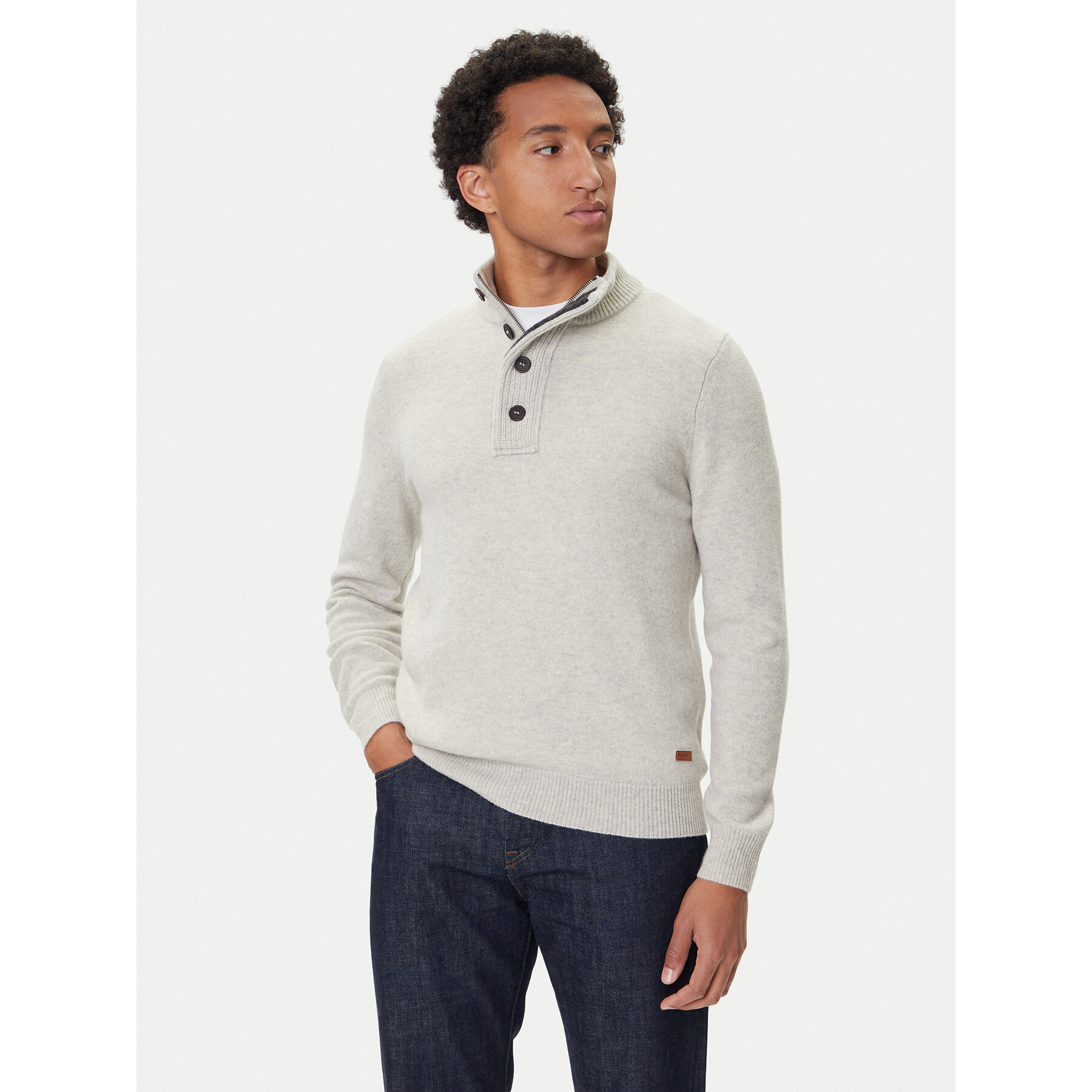 Barbour Pullover Patch Half Zip MKN0585BE14 Beige Regular Fit