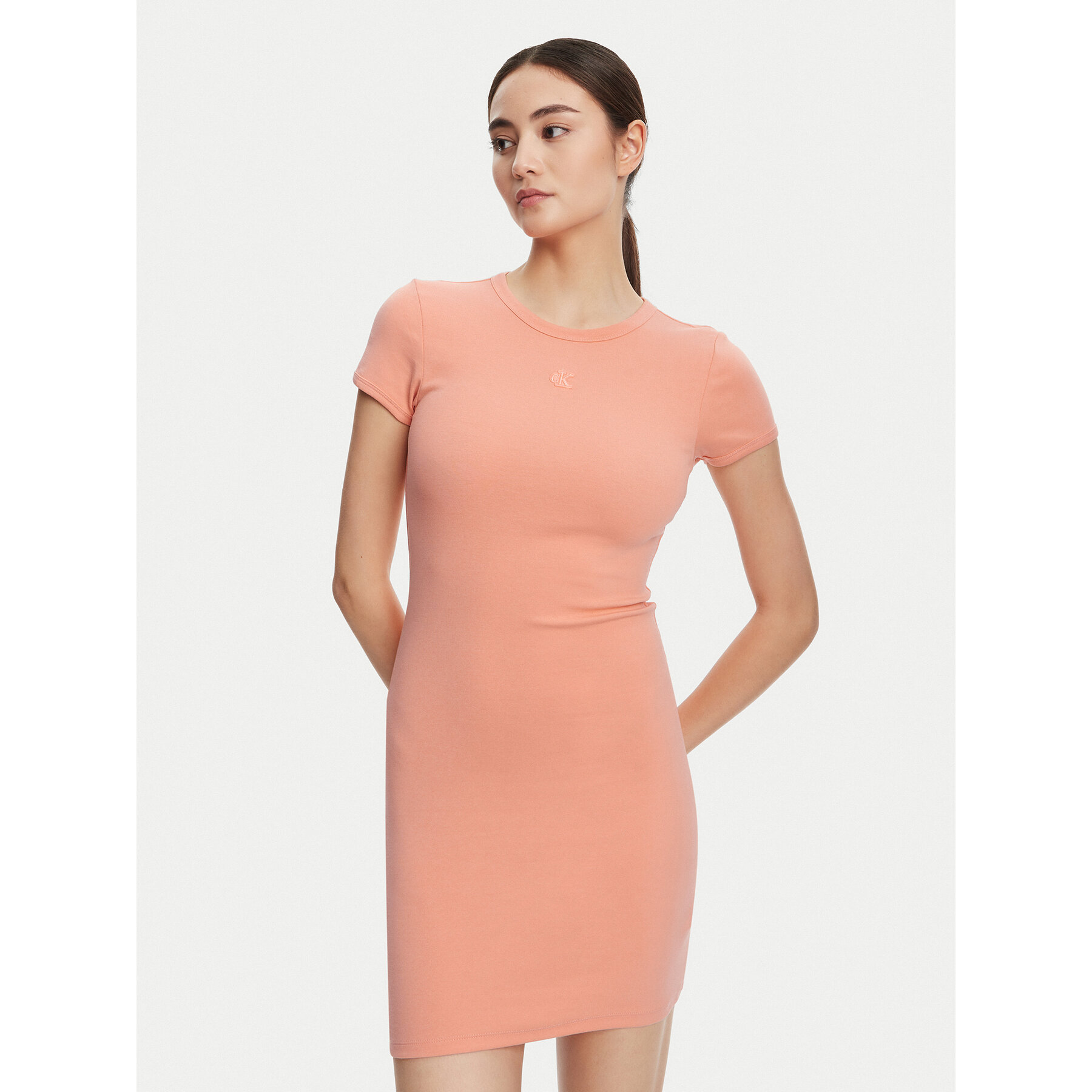 Calvin Klein Jeans Kleid für den Alltag LV047B266G Korallenfarben Slim Fit