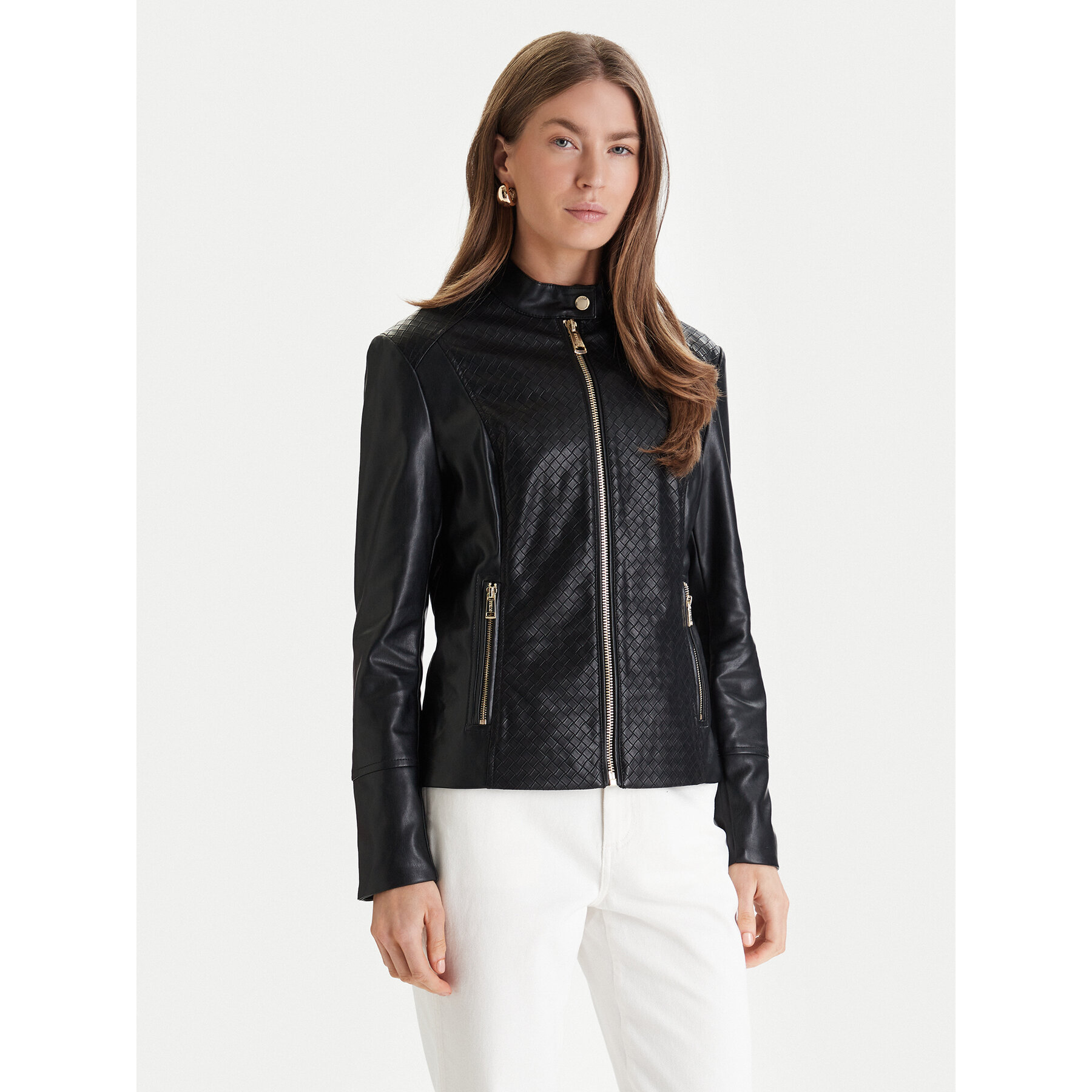 Guess Jacke aus Kunstleder W6RL52 WL850 Schwarz Regular Fit