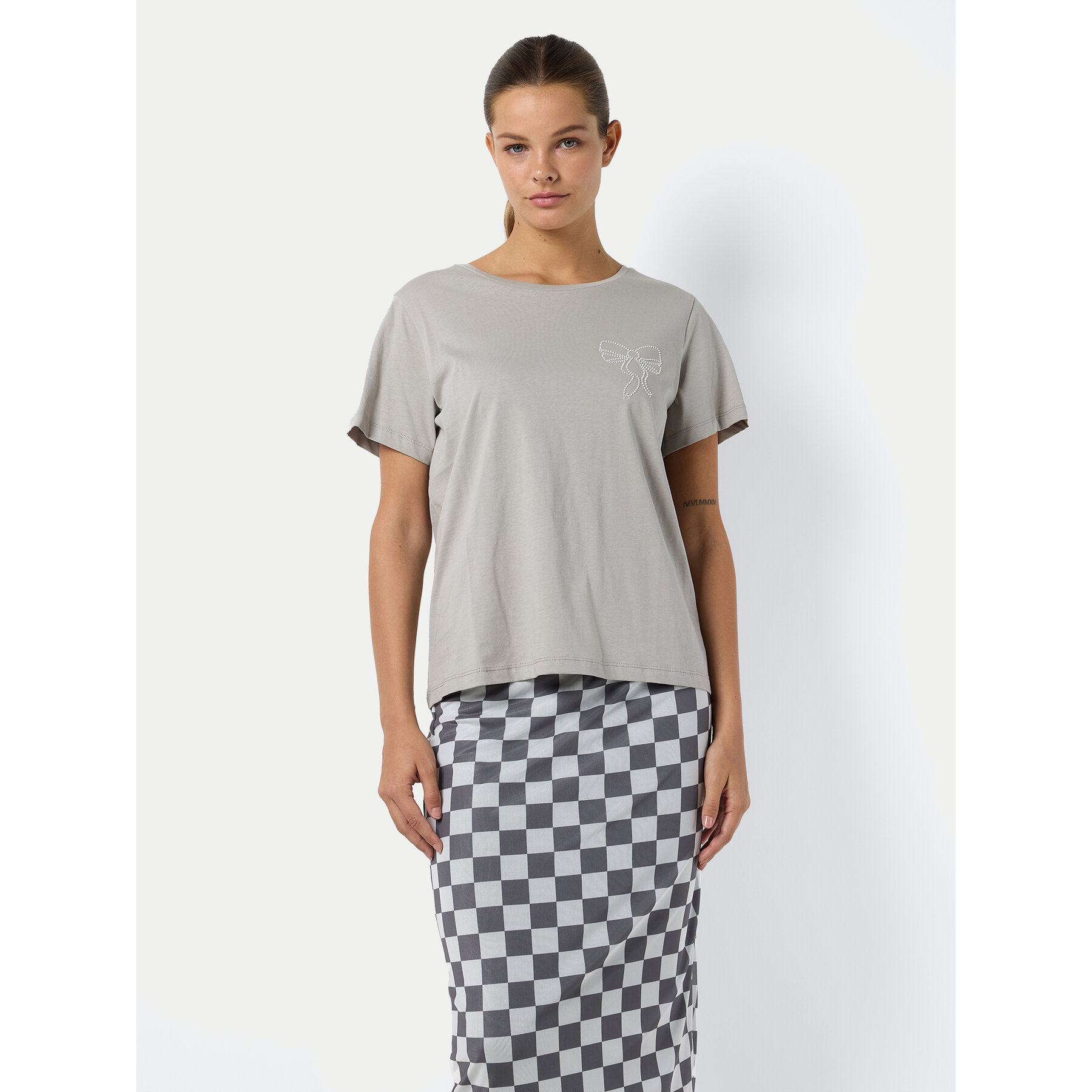 Noisy May T-Shirt Nate 27032631 Γκρι Regular Fit