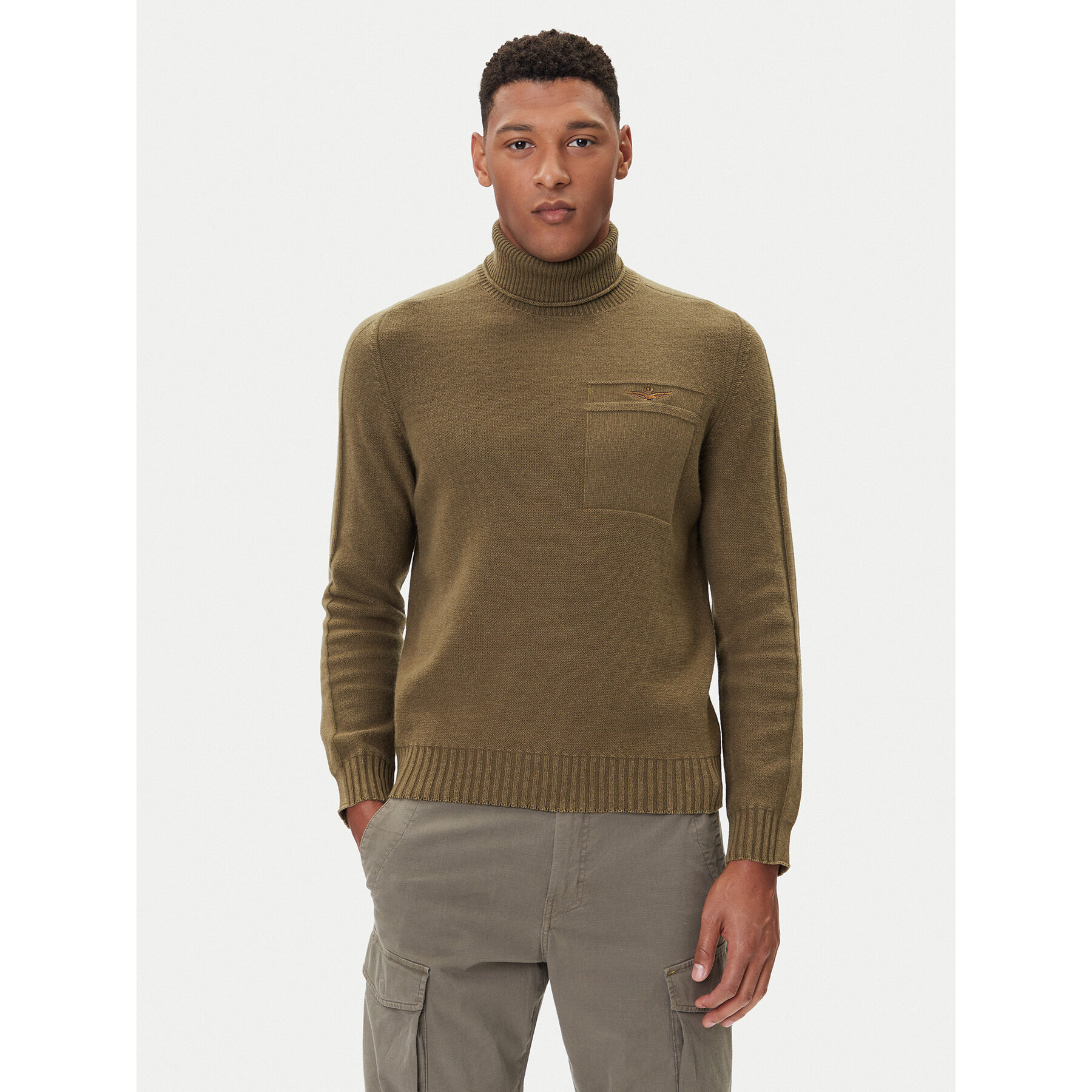 Aeronautica Militare Rollkragenpullover 252MA1587UL00904 Grün Regular Fit