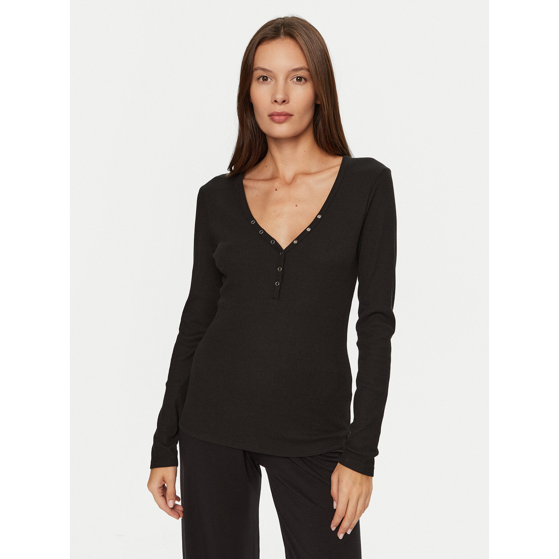 Hunkemöller Pizsama felső 205123 Fekete Slim Fit