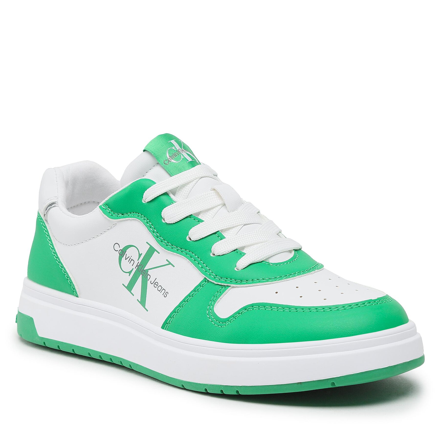 Sneakers Calvin Klein Jeans Low Cut Lace-Up Sneaker V3X9-80552-1355 M Green/White X042 Calvin imagine super redus 2022