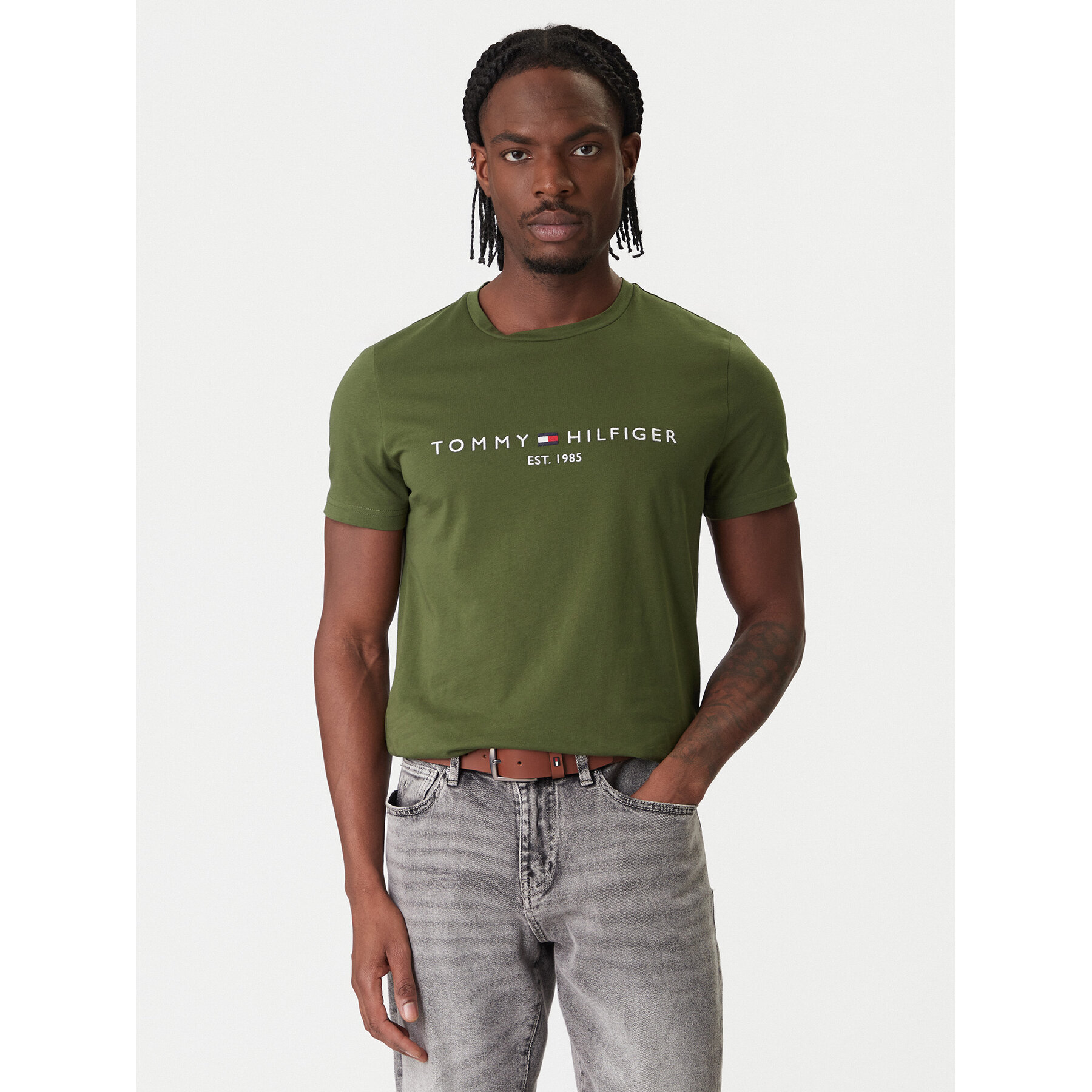 Tommy Hilfiger T-Shirt Logo MW0MW11797 Grün Slim Fit