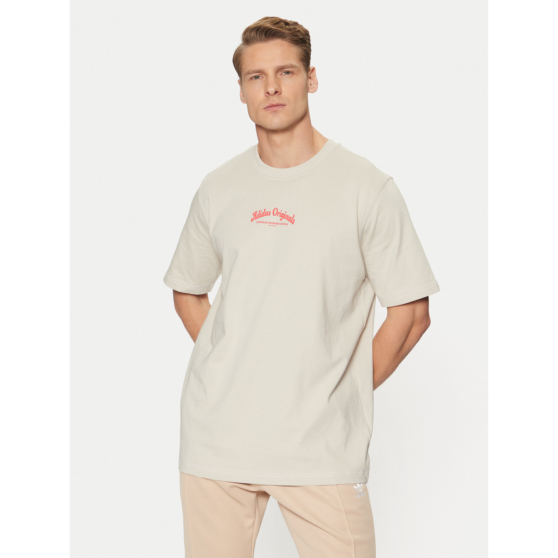 adidas T-Shirt JD0667 Μπεζ Loose Fit