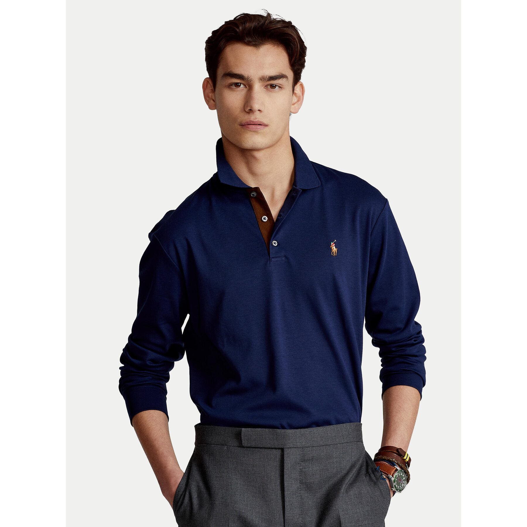 Polo Ralph Lauren Polo majica 710671785001 Mornarsko modra Slim Fit