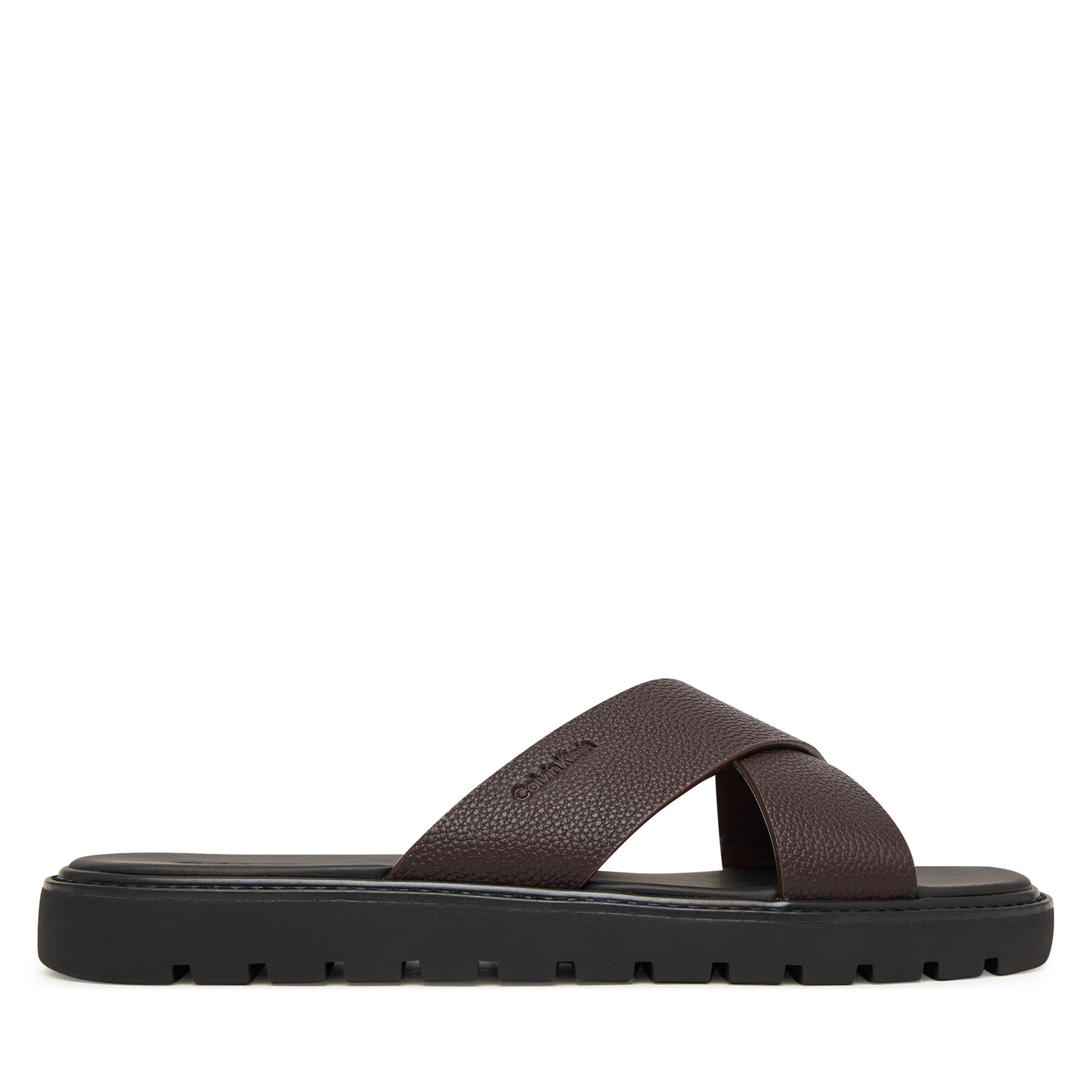 Παντόφλες Calvin Klein Sq Molded Sandal Xcross Lth HM0HM02235 Καφέ