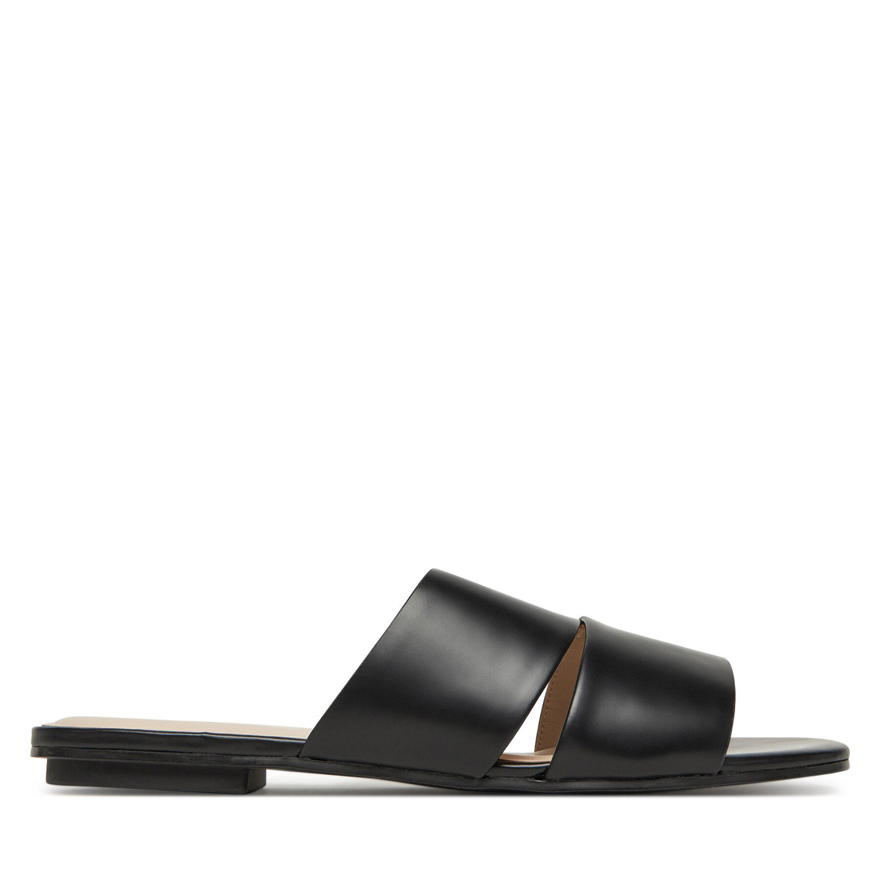 Papucs Calvin Klein Flat Slide - Lth 2 Straps HW0HW02365 Fekete