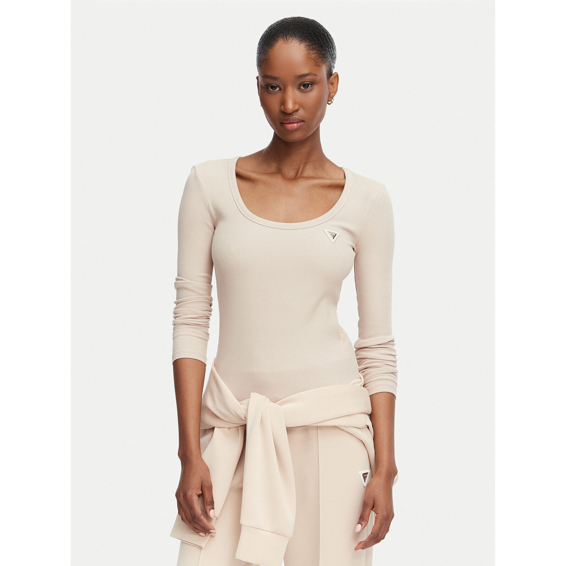 Guess Bluza V4BP07 K8RT2 Bež Slim Fit