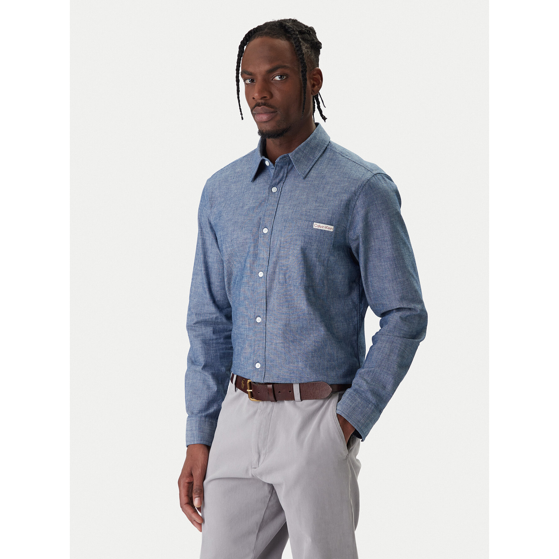 Calvin Klein Jeans Hemd Chambray Classic LV04RF109G Dunkelblau Regular Fit