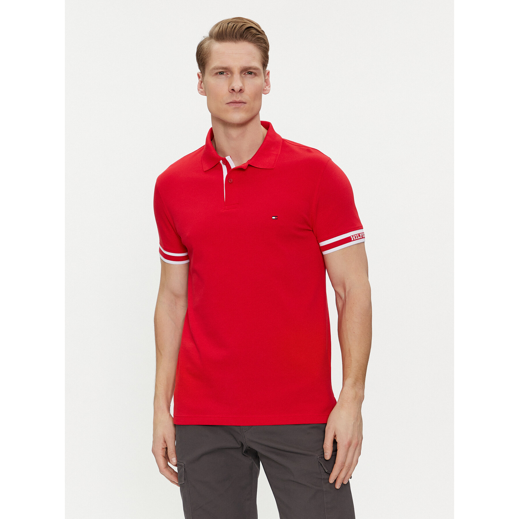 Tommy Hilfiger Polo Monotype MW0MW34737 Κόκκινο Slim Fit