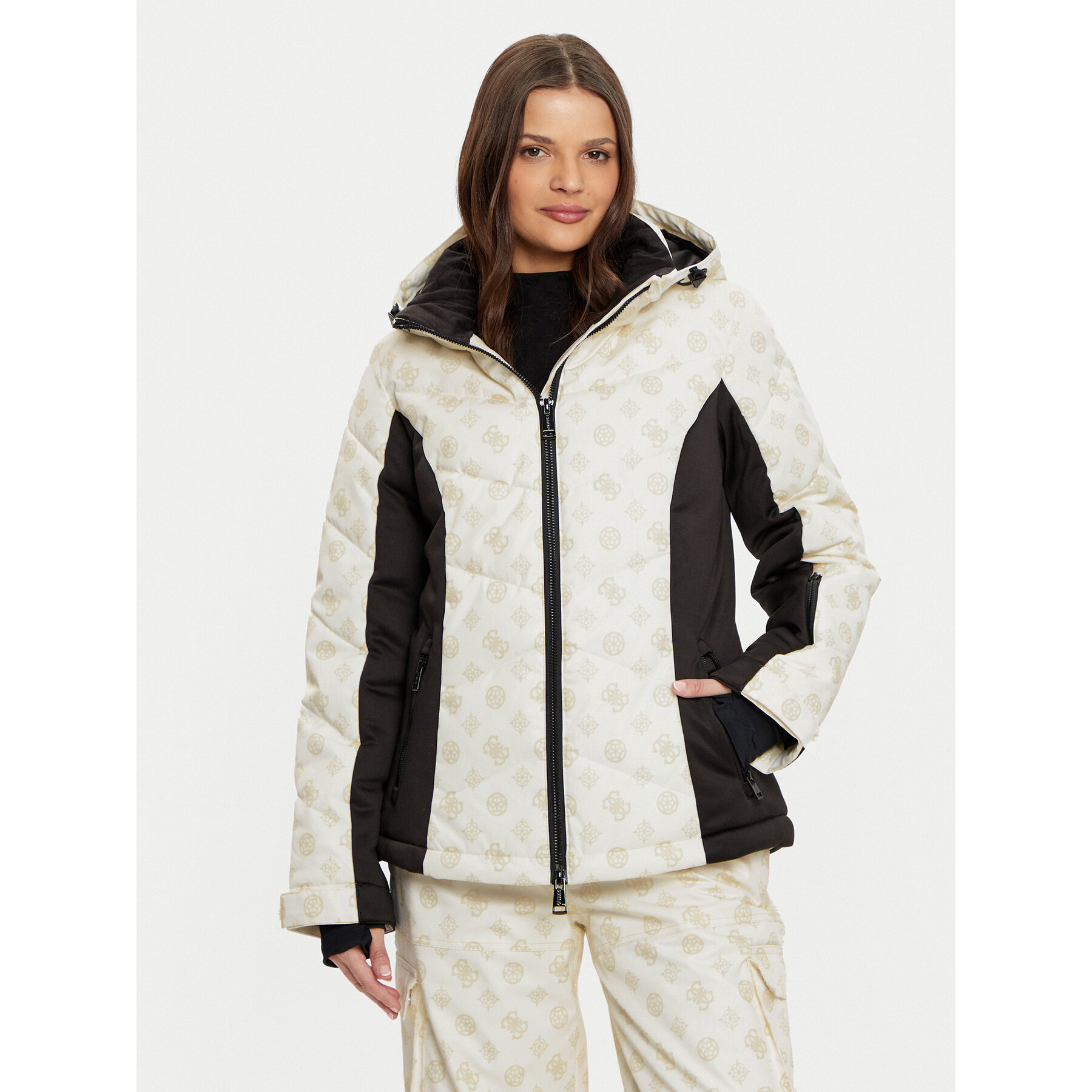 Guess Skijacke W4PL3N WH0K0 Creme Regular Fit