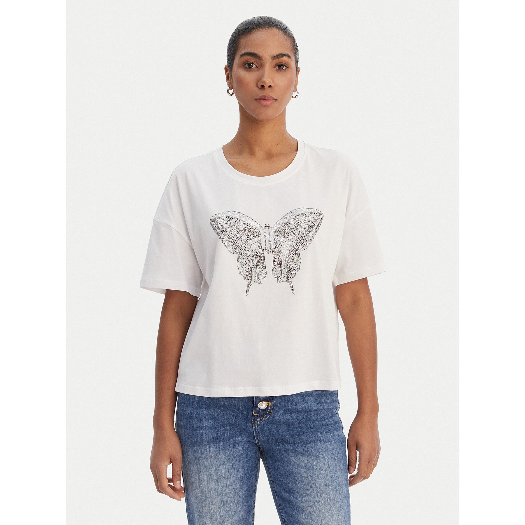 Fracomina T-Shirt FR26ST3046J401N5 Weiß Regular Fit