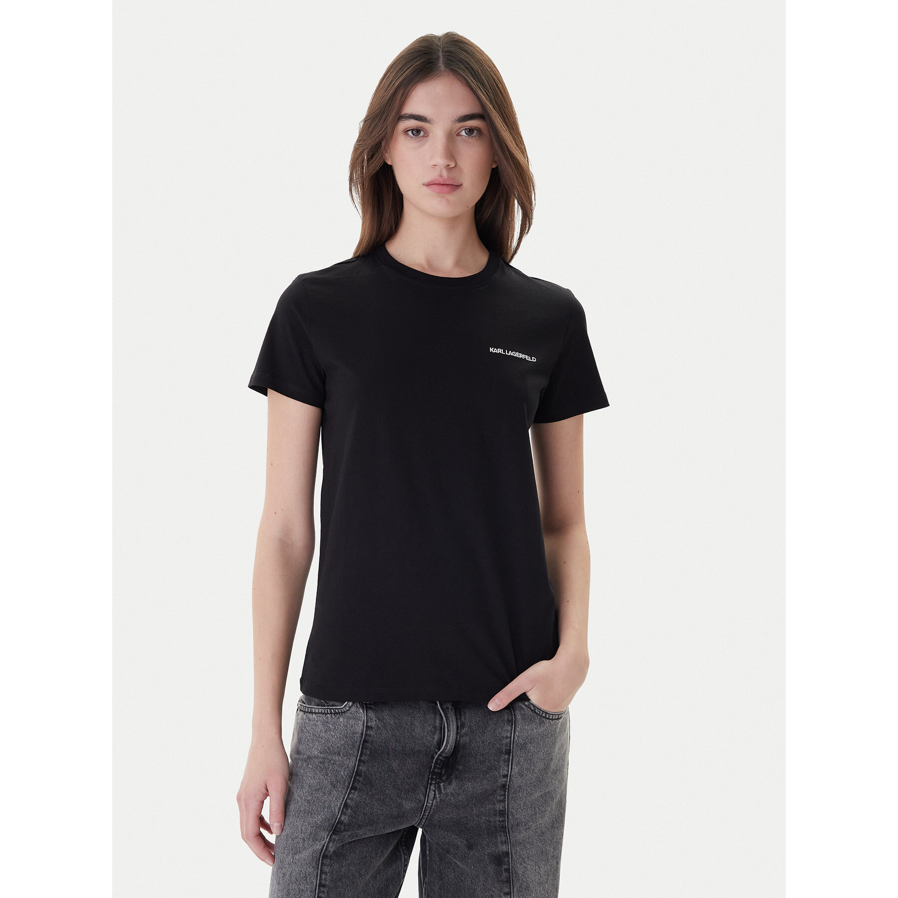 KARL LAGERFELD T-shirt A1W17019 Crna Regular Fit