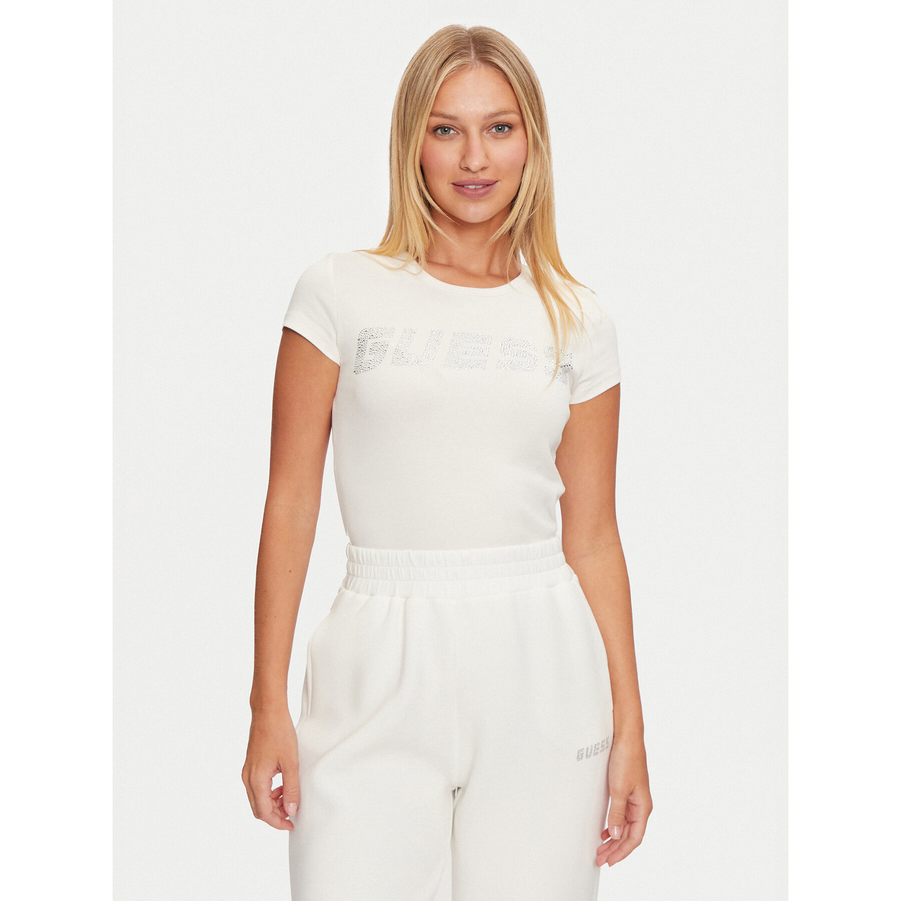 Guess T-Shirt V4BI16 KCIV1 Εκρού Regular Fit