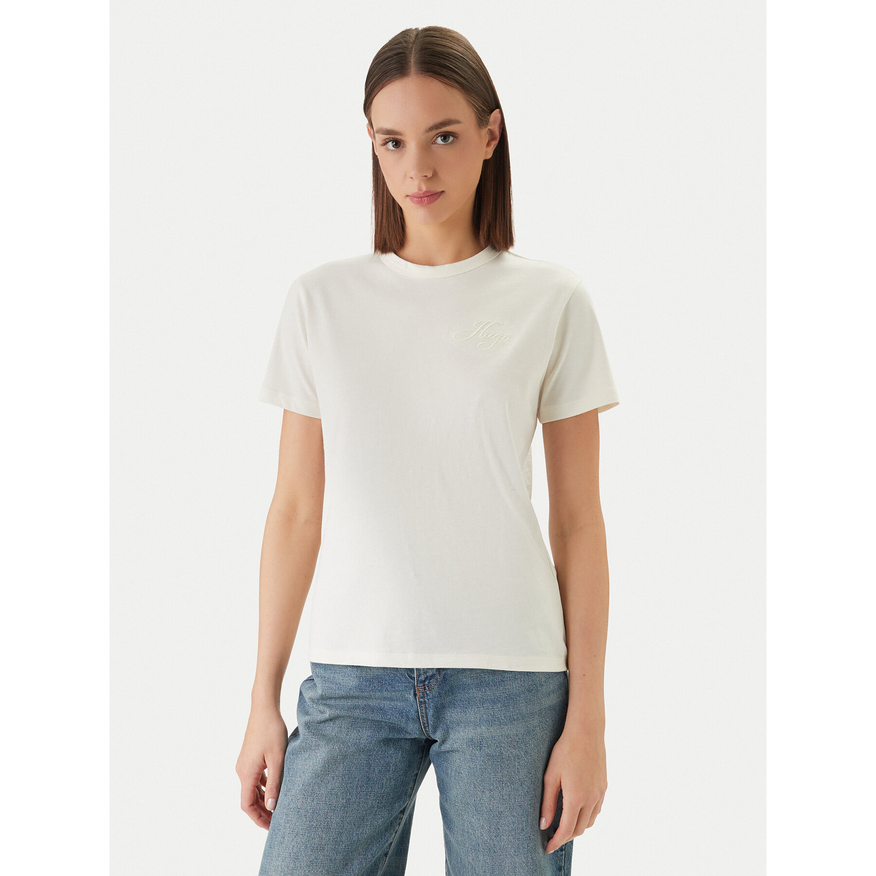 HUGO T-Shirt Damacia_7 50561233 Écru Regular Fit