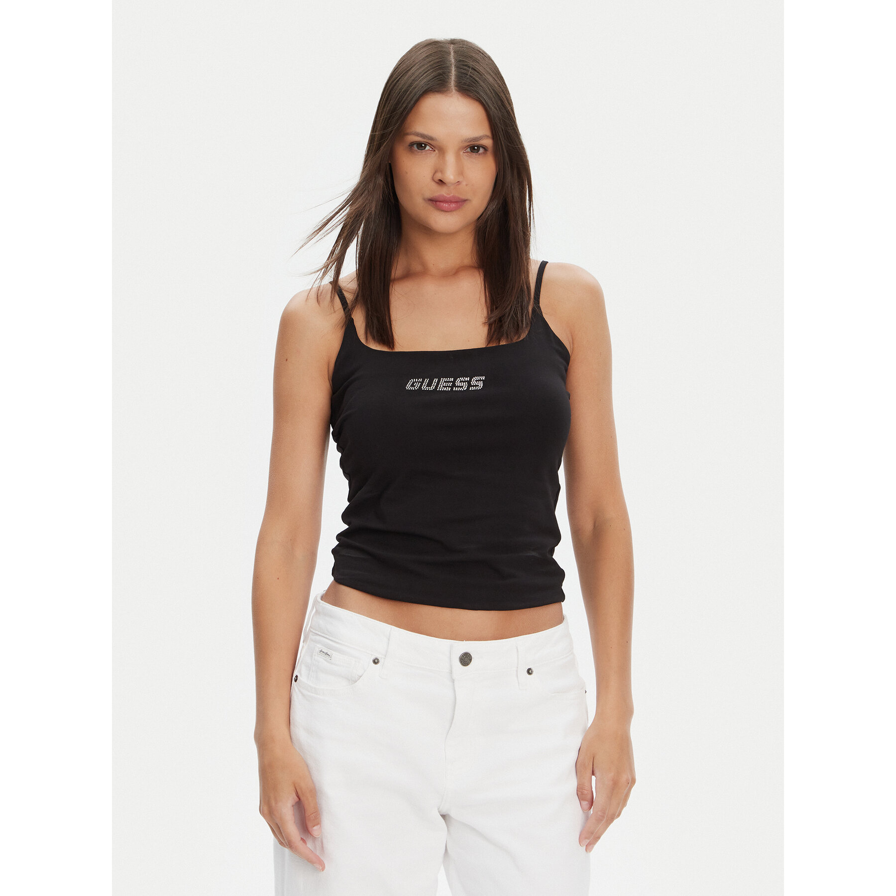 Guess Τοπ V5GP22 J1314 Μαύρο Regular Fit