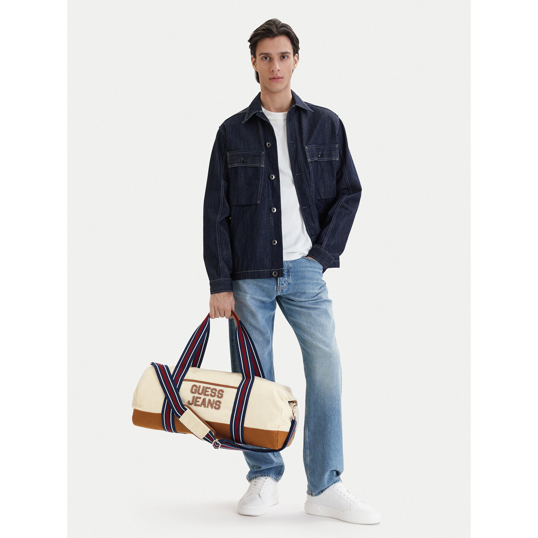 Geantă de weekend Guess Jeans M5BZ93 WL970 Écru