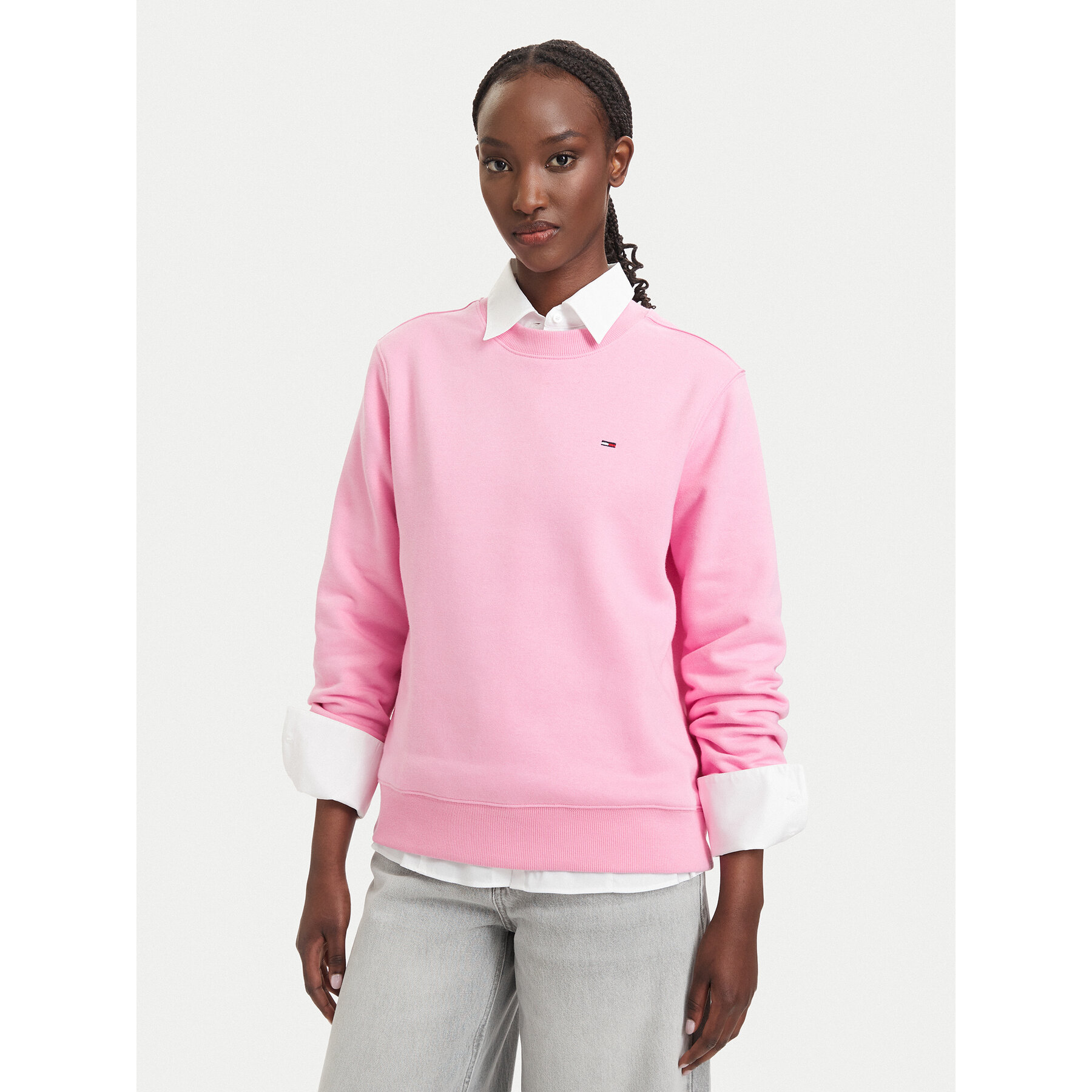 Tommy Jeans Sweatshirt Flag DW0DW19959 Hellrosa Regular Fit