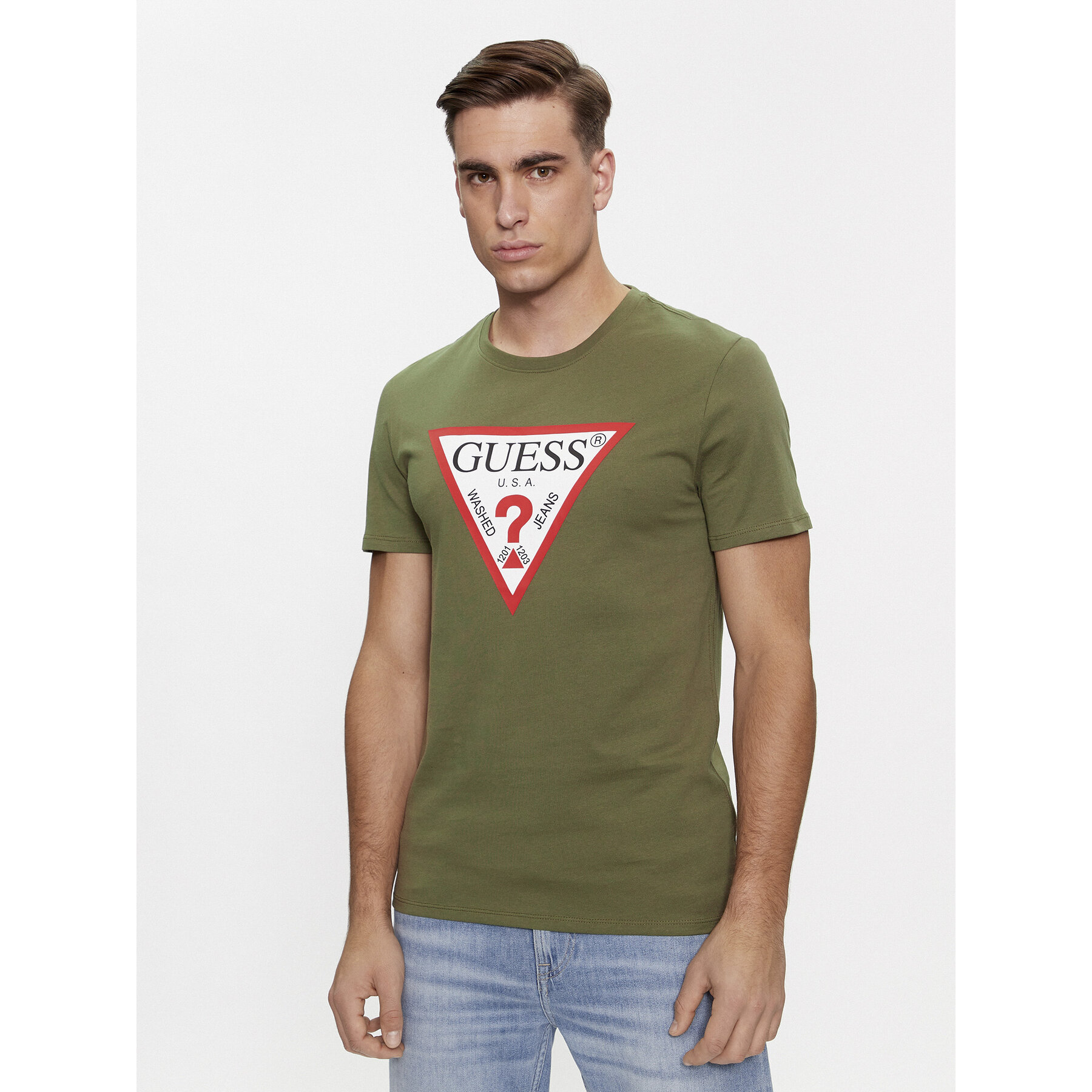 Guess Póló Logo M2YI71 I3Z14 Zöld Slim Fit