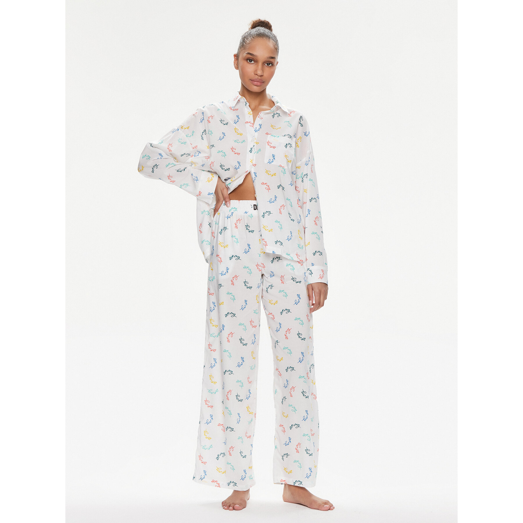 DKNY Pigiama YI90008 Bianco Regular Fit