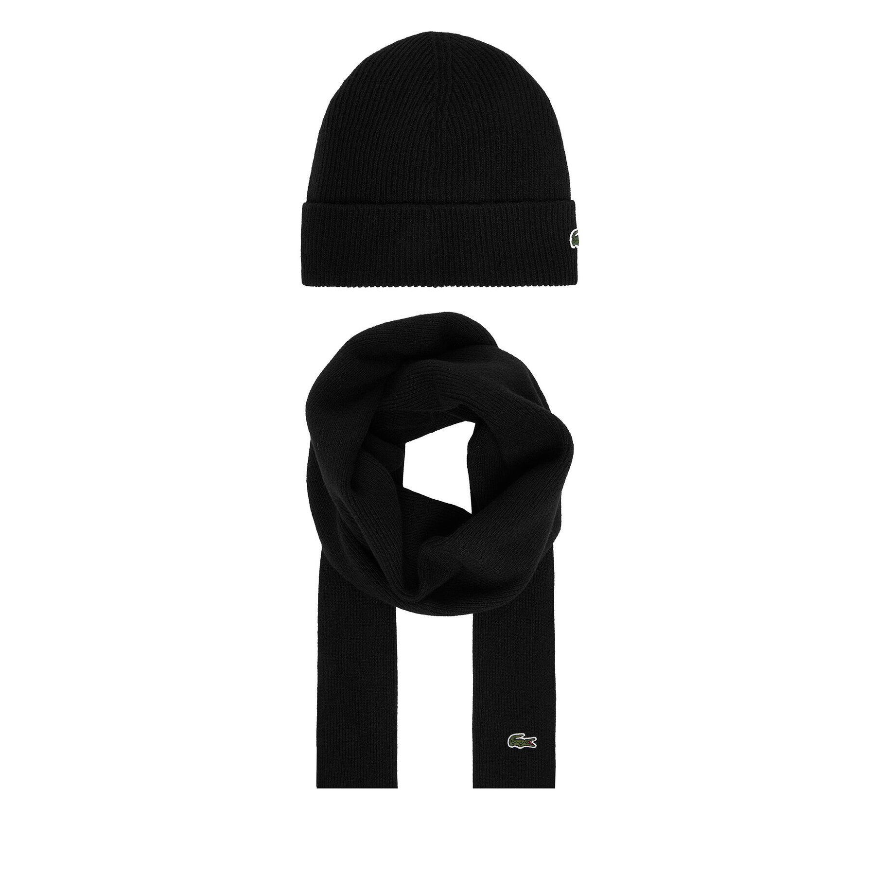 Set Fular și Căciulă Lacoste RB5385 Negru