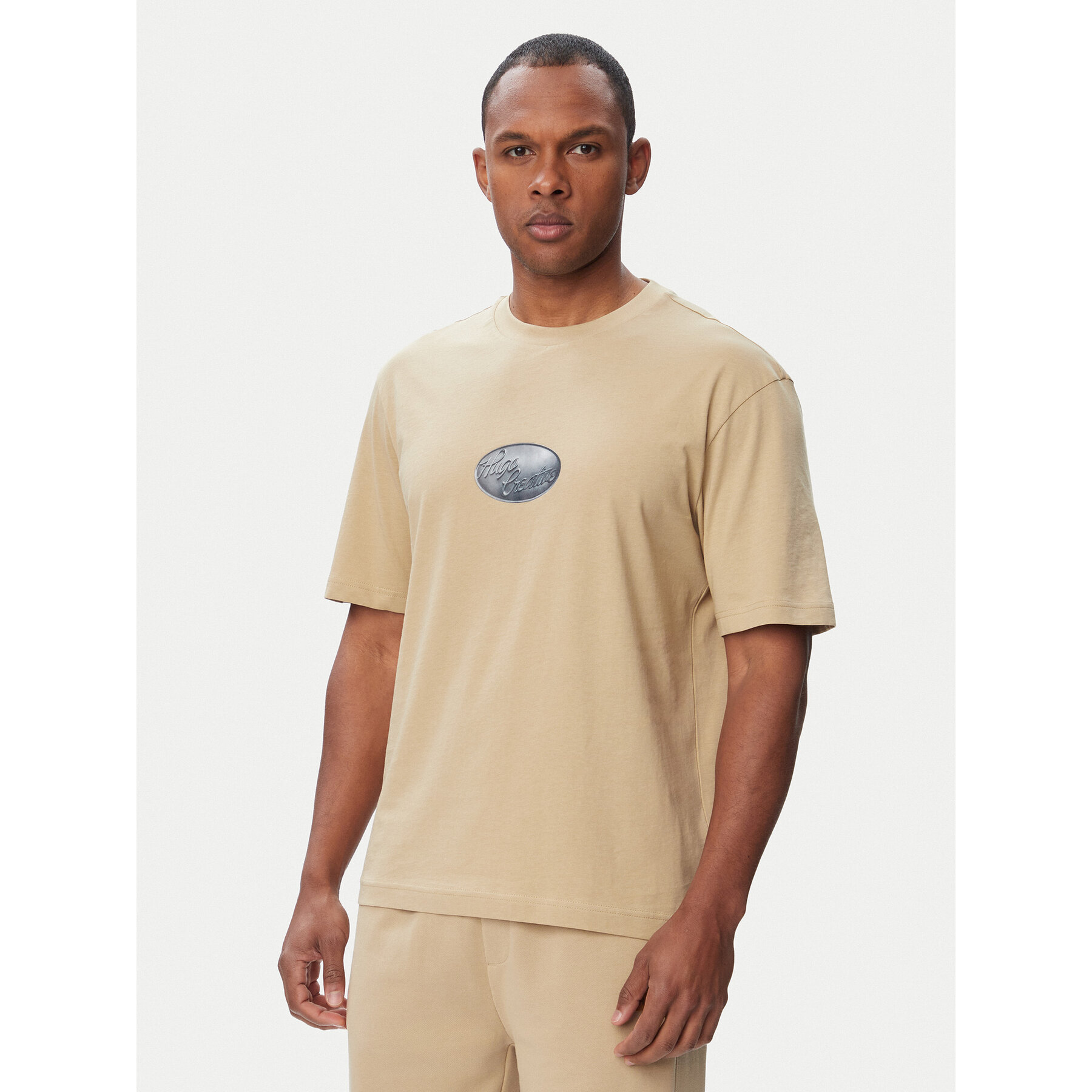 HUGO T-Shirt Nadero 50566032 Beige Regular Fit