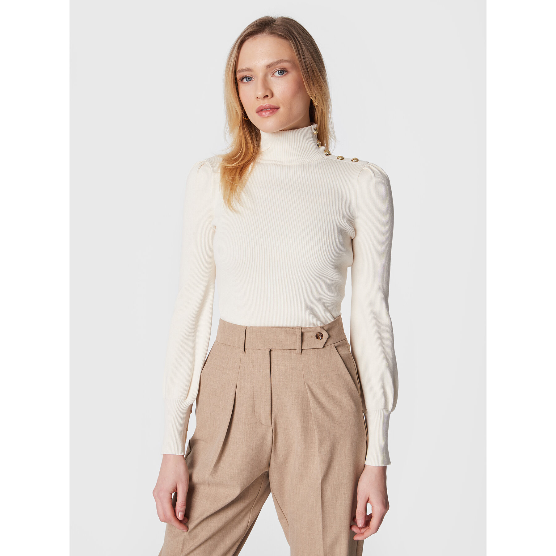 Lauren Ralph Lauren Rollkragenpullover 200882214002 Écru Slim Fit