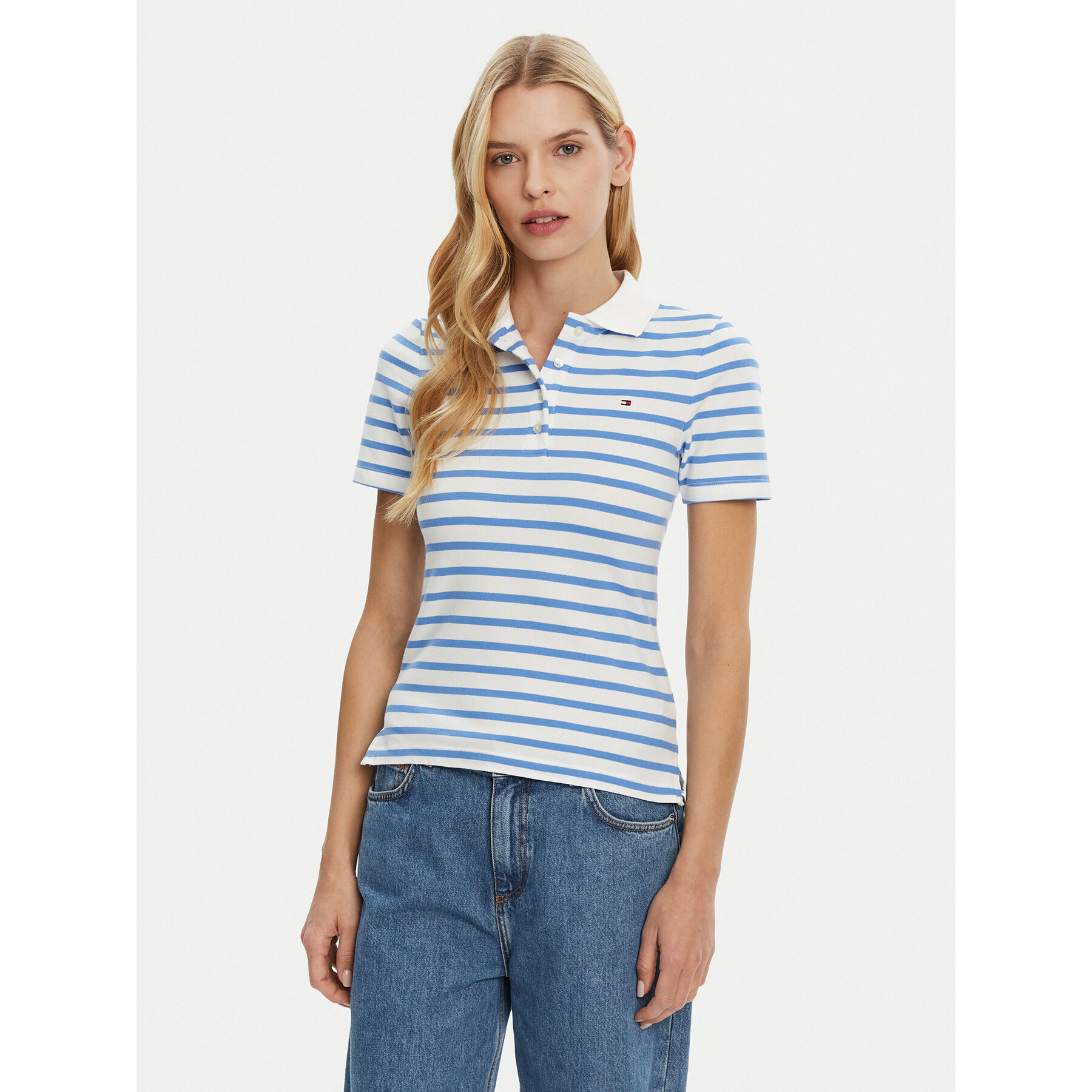 Tommy Hilfiger Poloshirt 1985 WW0WW43225 Himmelblau Slim Fit