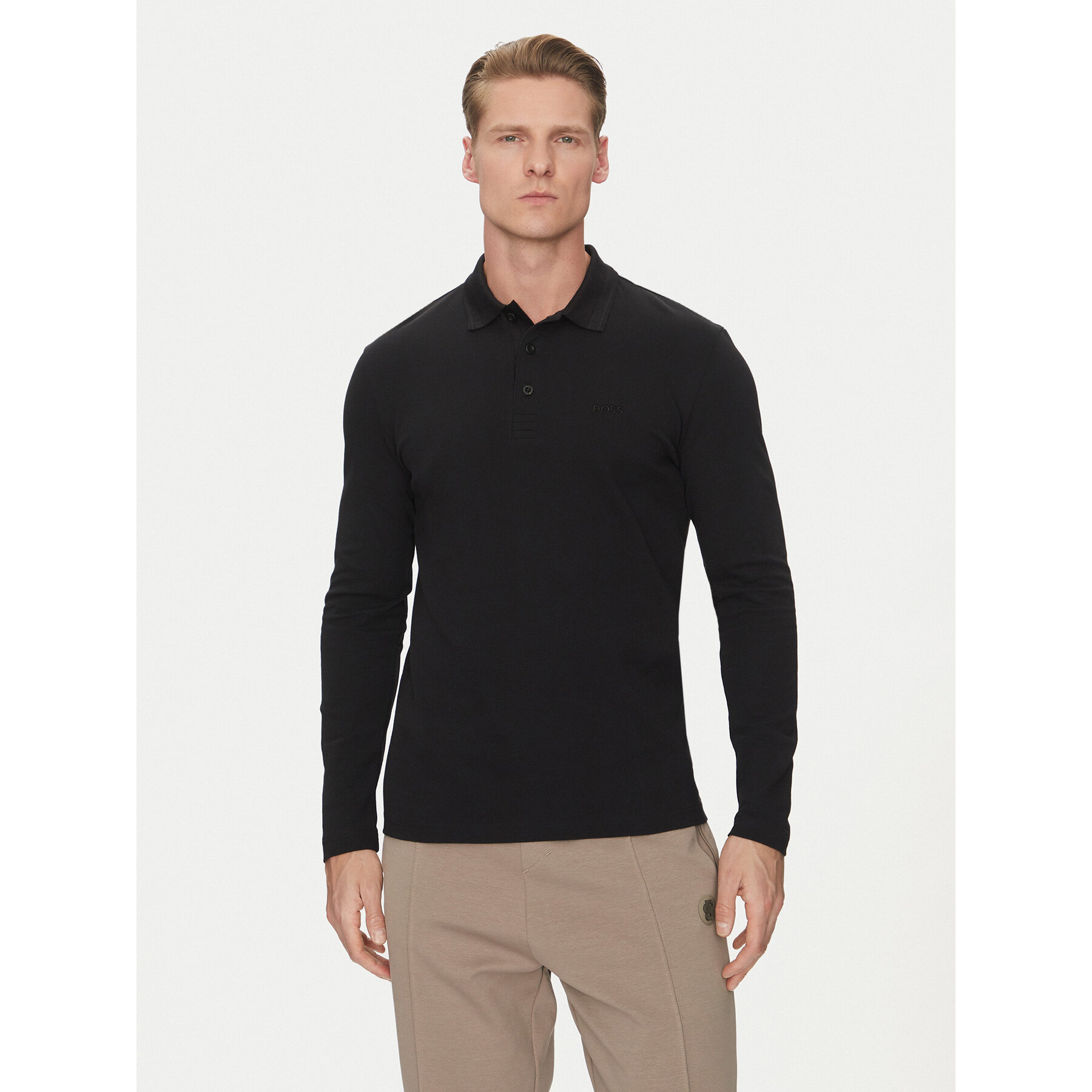 BOSS Polo majica Plisy 50536609 Črna Regular Fit