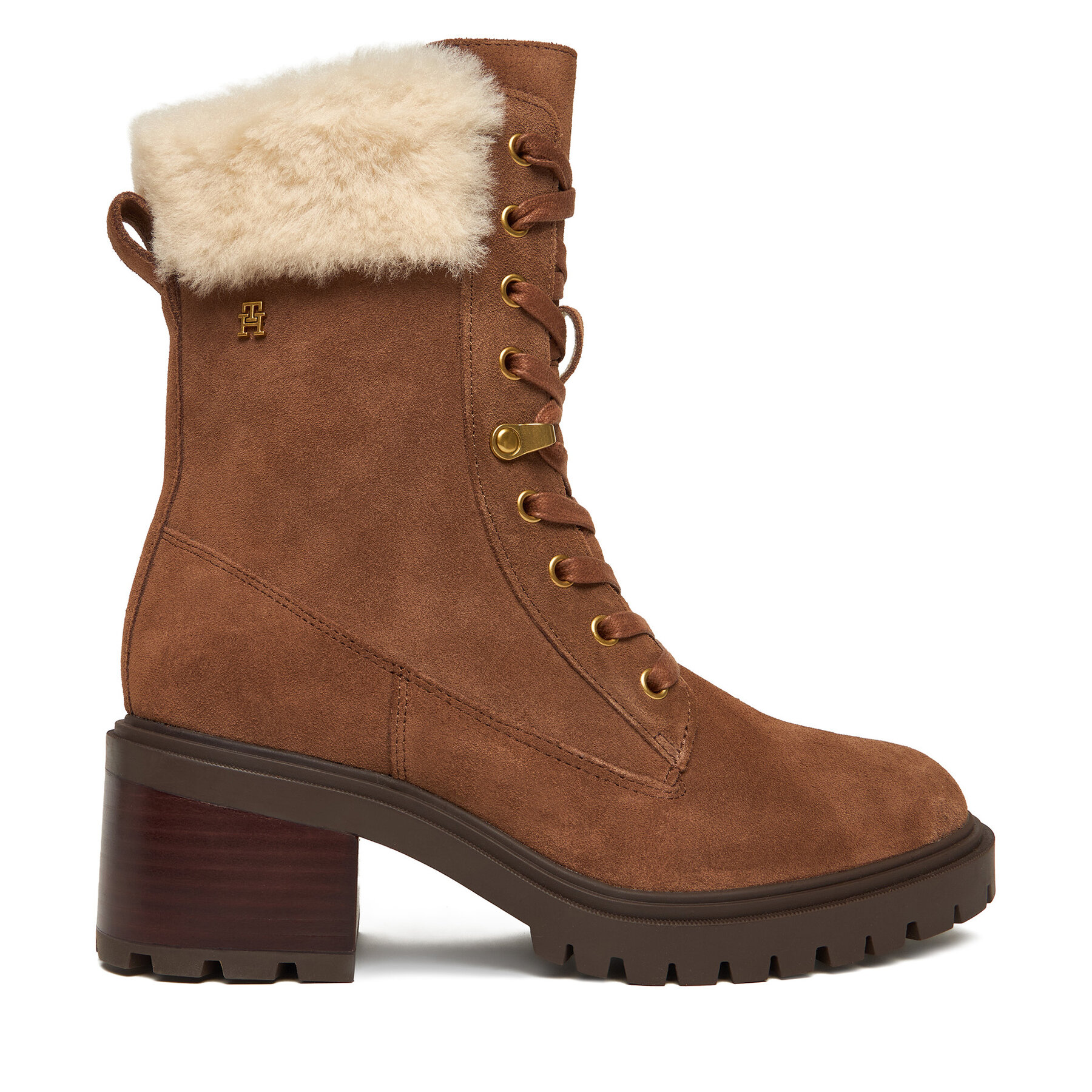 Bakancs Tommy Hilfiger Th Shearling Lace Up Boot FW0FW08999 Barna