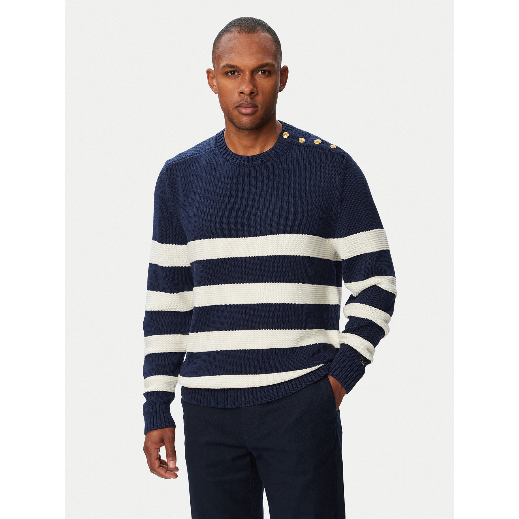 Tommy Hilfiger Pullover Breton MW0MW43502 Dunkelblau Regular Fit