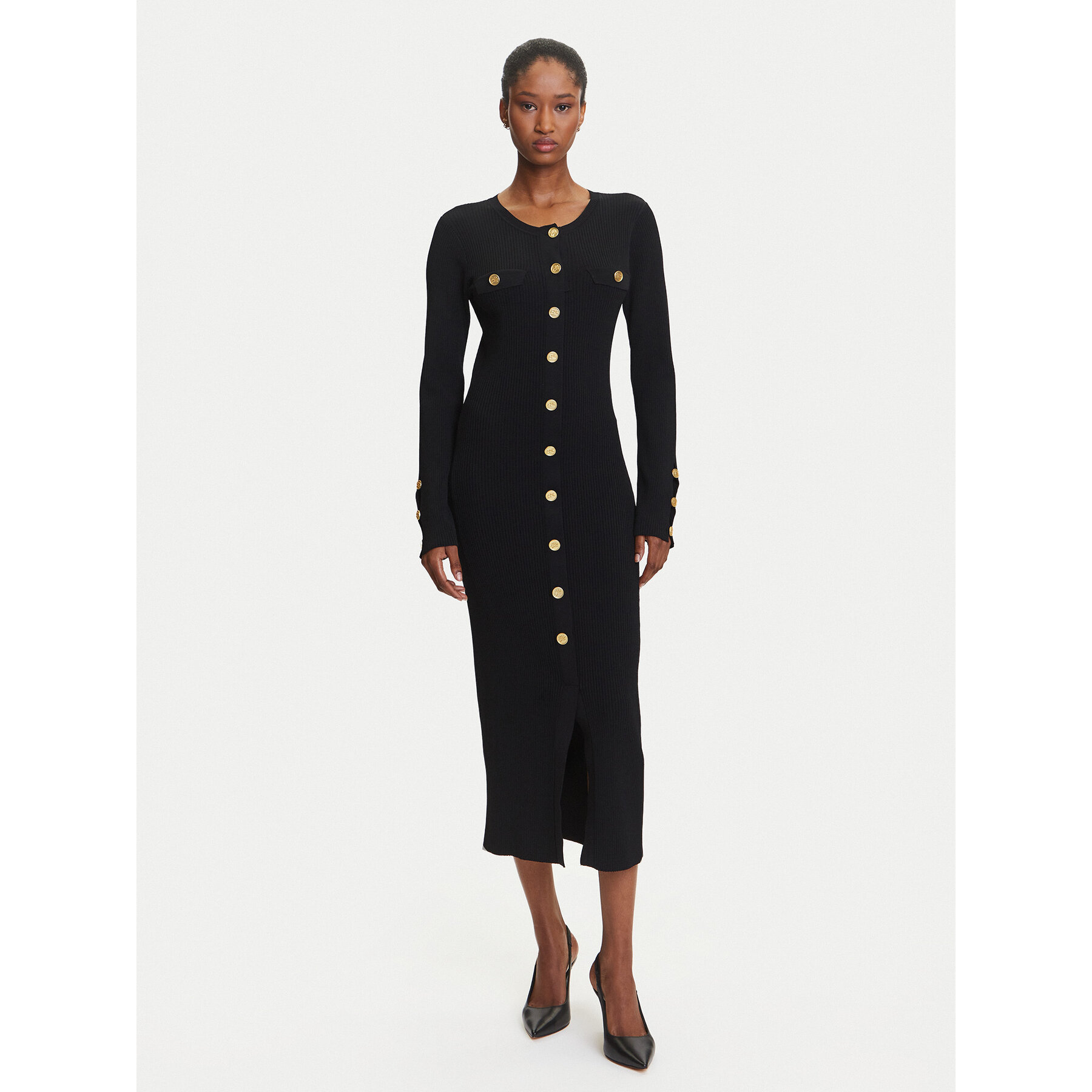 KARL LAGERFELD Strickkleid A3W13038 Schwarz Slim Fit