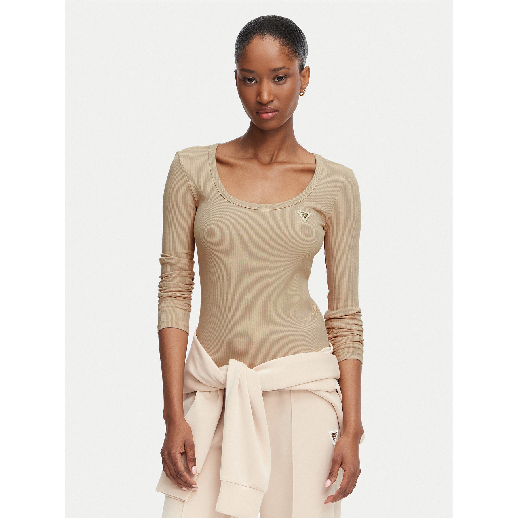 Guess Palaidinė V4BP07 K8RT2 Smėlio Slim Fit