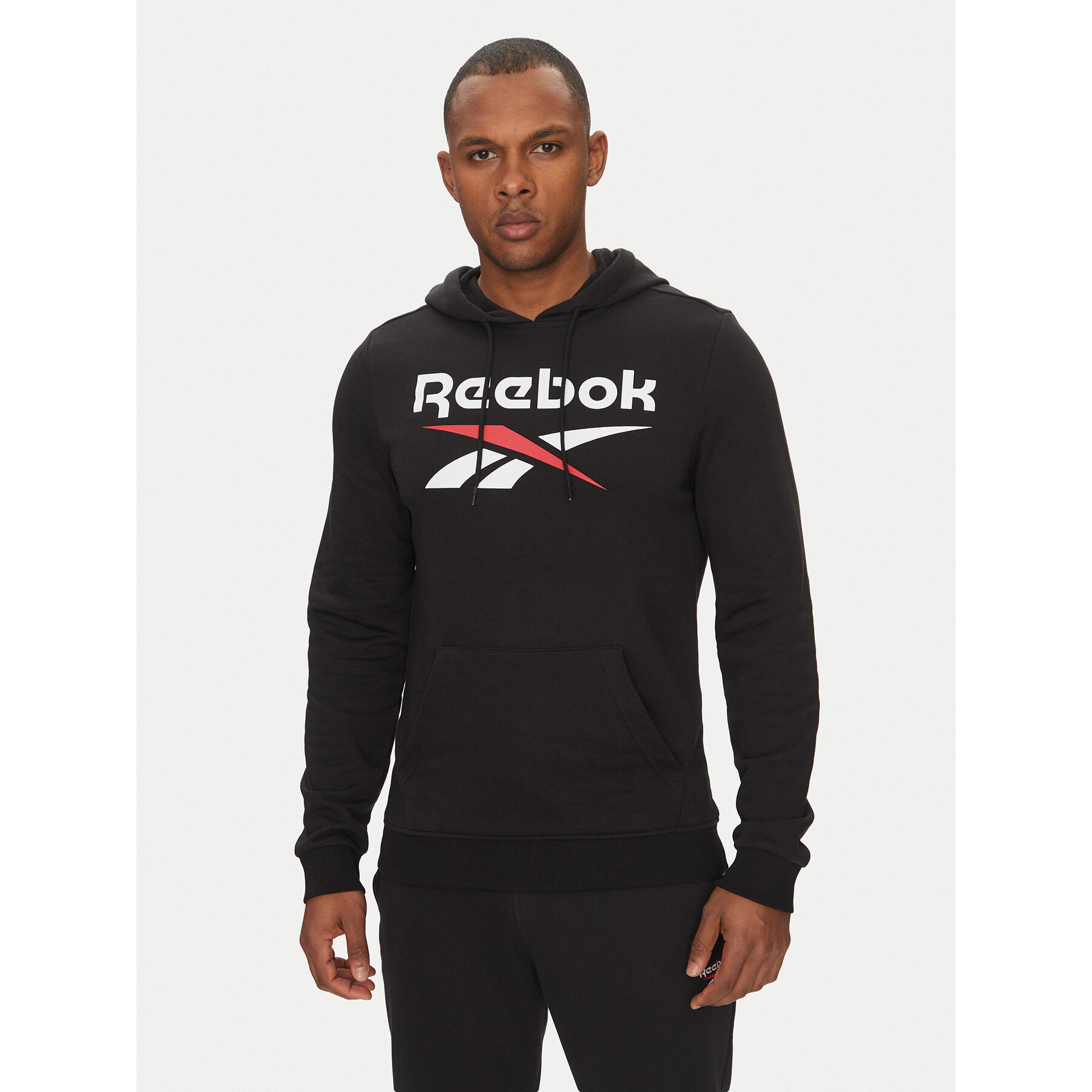 Reebok Majica dugih rukava Identhlty Big Logo 100221781 Crna Regular Fit