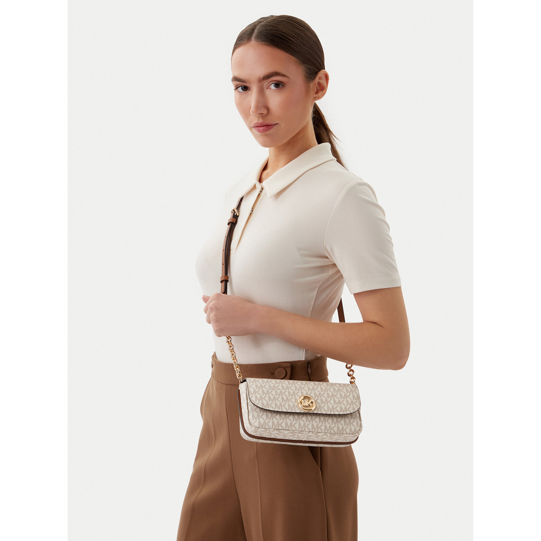 Kabelka MICHAEL Michael Kors Nolita 32S6GY5C5B Krémová