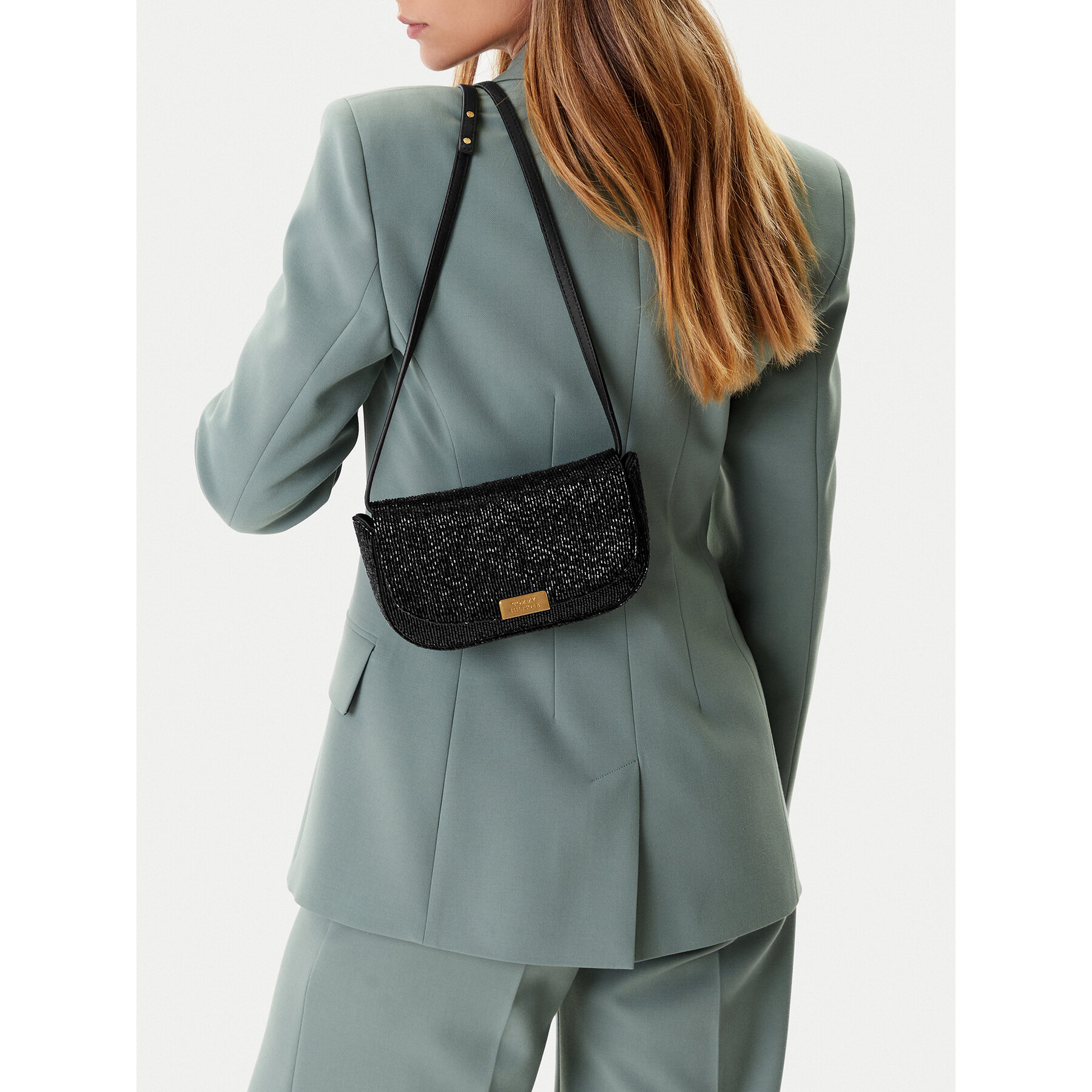 Geantă Tommy Hilfiger Party Le Mini Crossover Beaded AW0AW17940 Negru