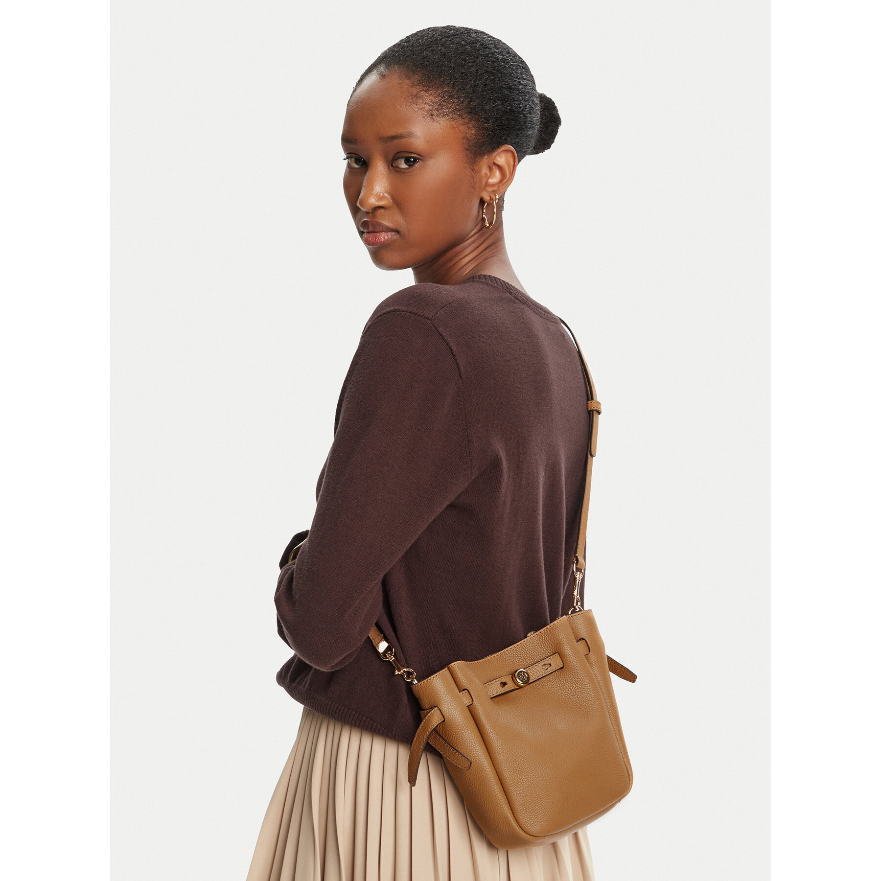 Τσάντα Tory Burch Romy Small 171002 Καφέ