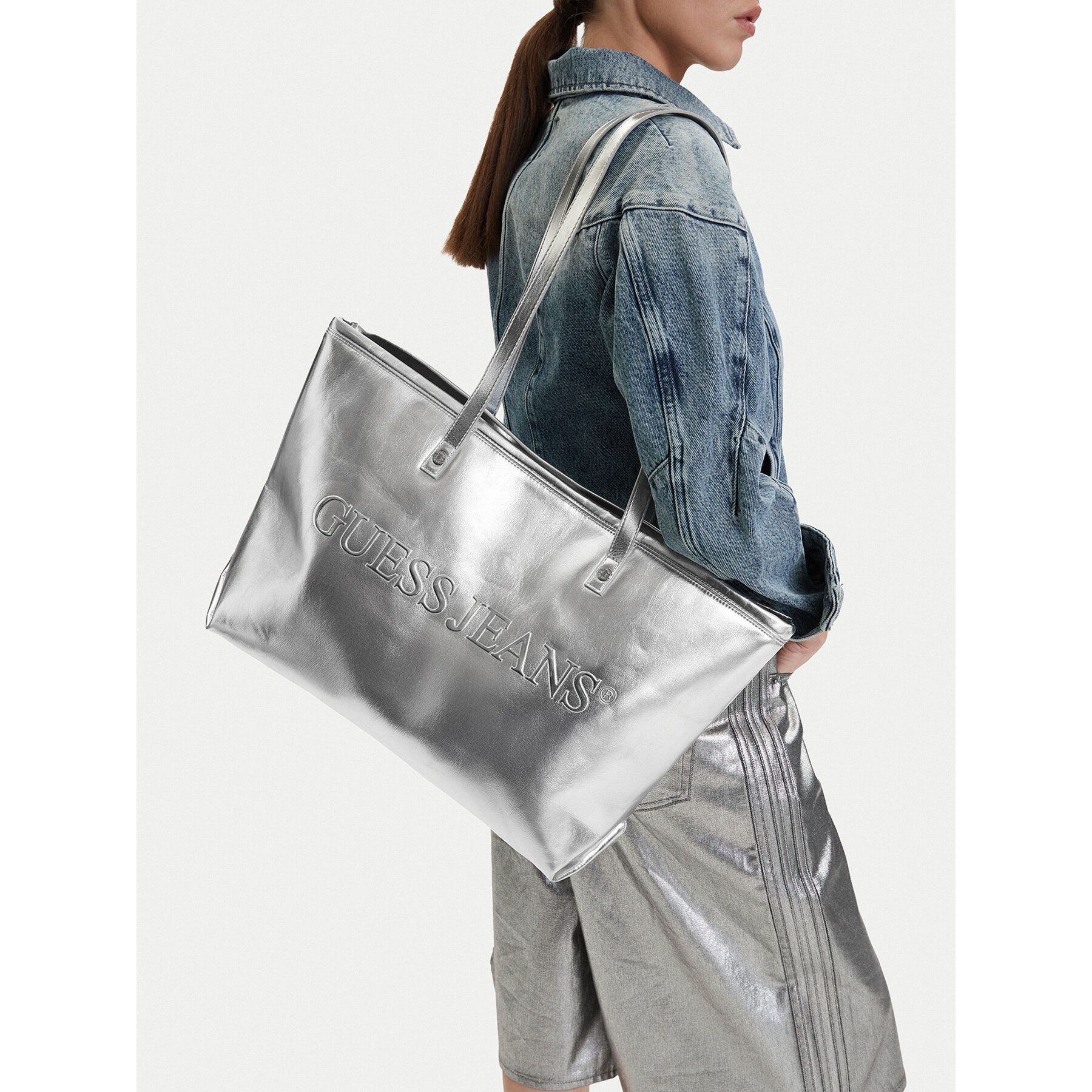 Geantă Guess Jeans CWBEO-GUESS-B-015-09 Argintiu