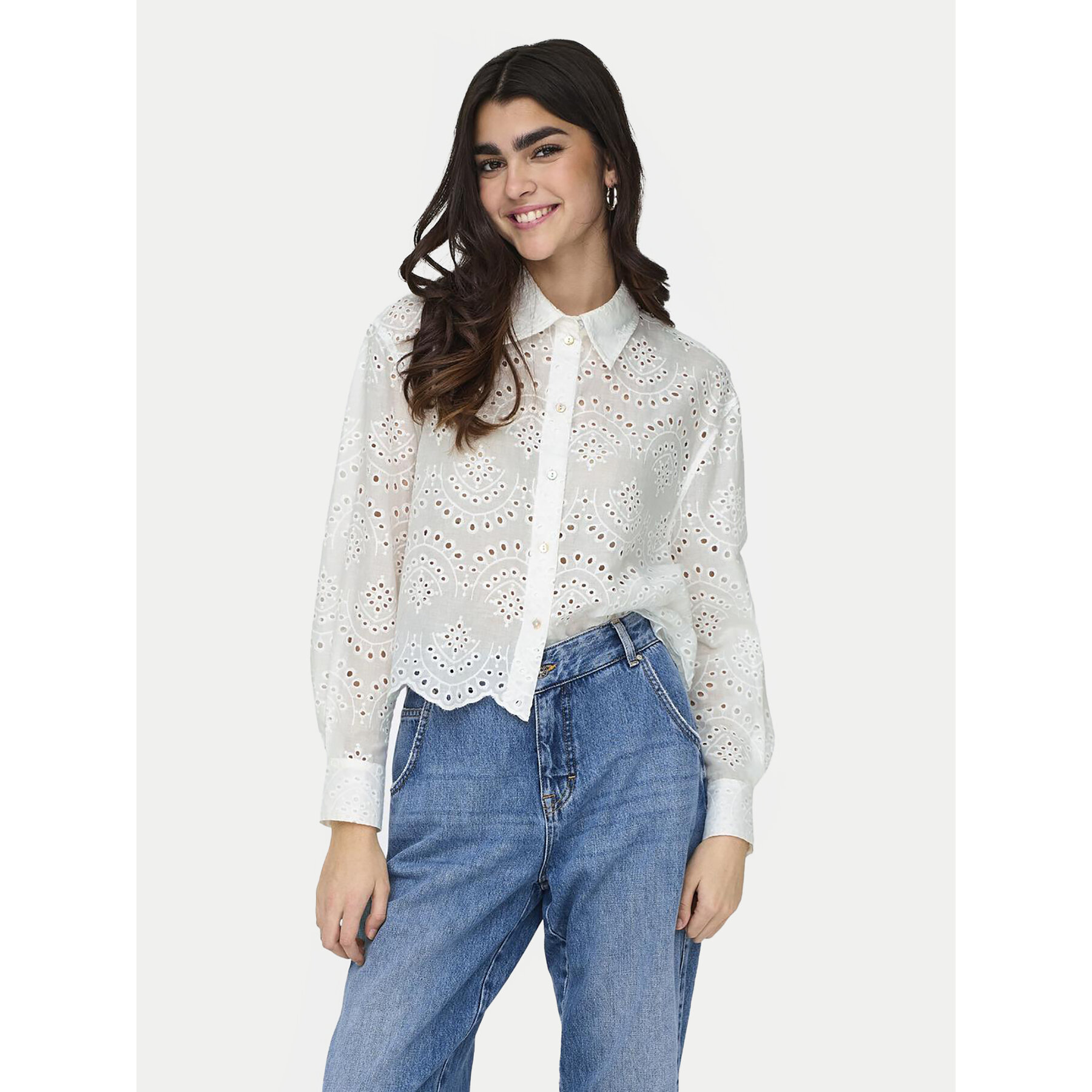 ONLY Hemd Valais 15269568 Weiß Loose Fit