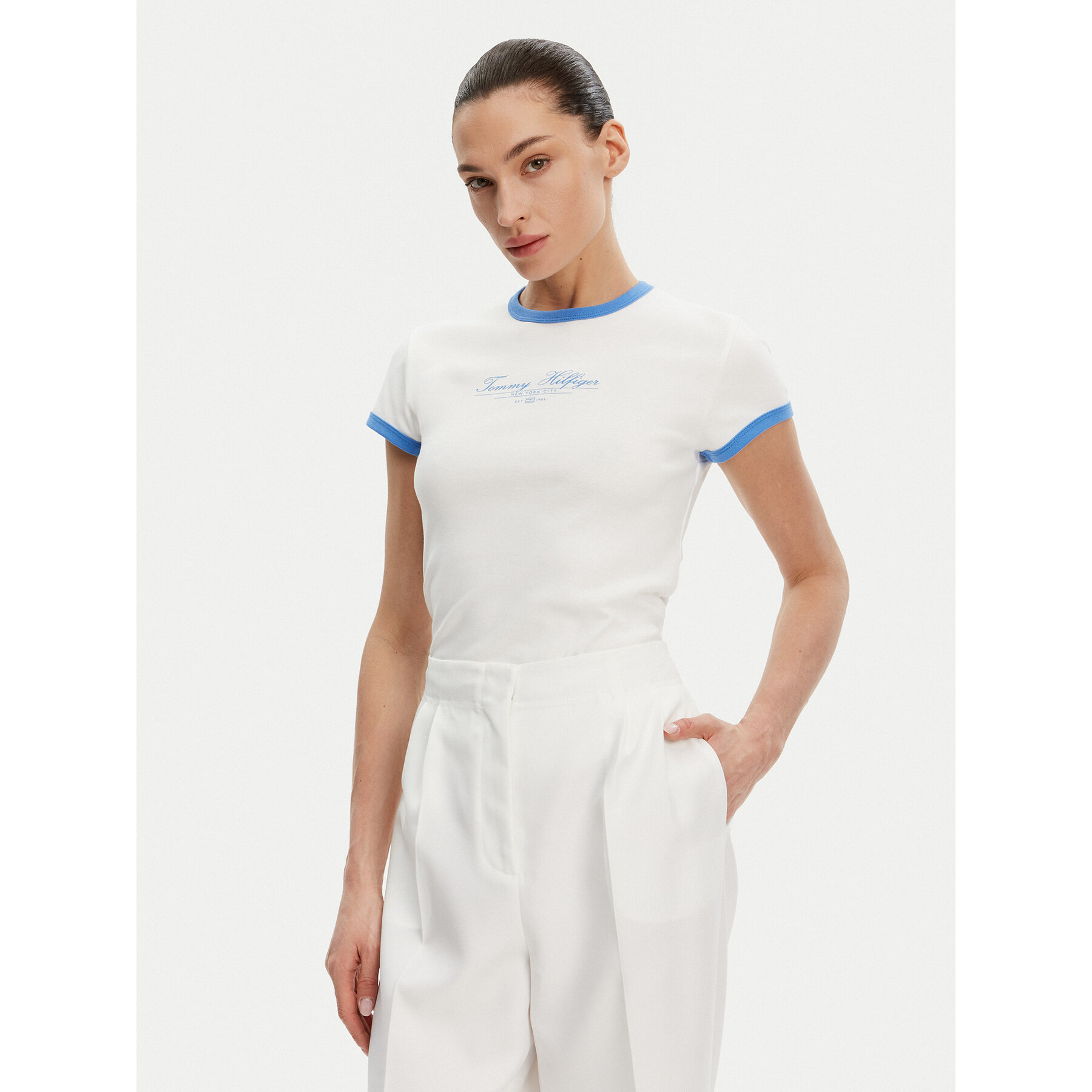 Tommy Hilfiger T-Shirt WW0WW44581 Εκρού Slim Fit