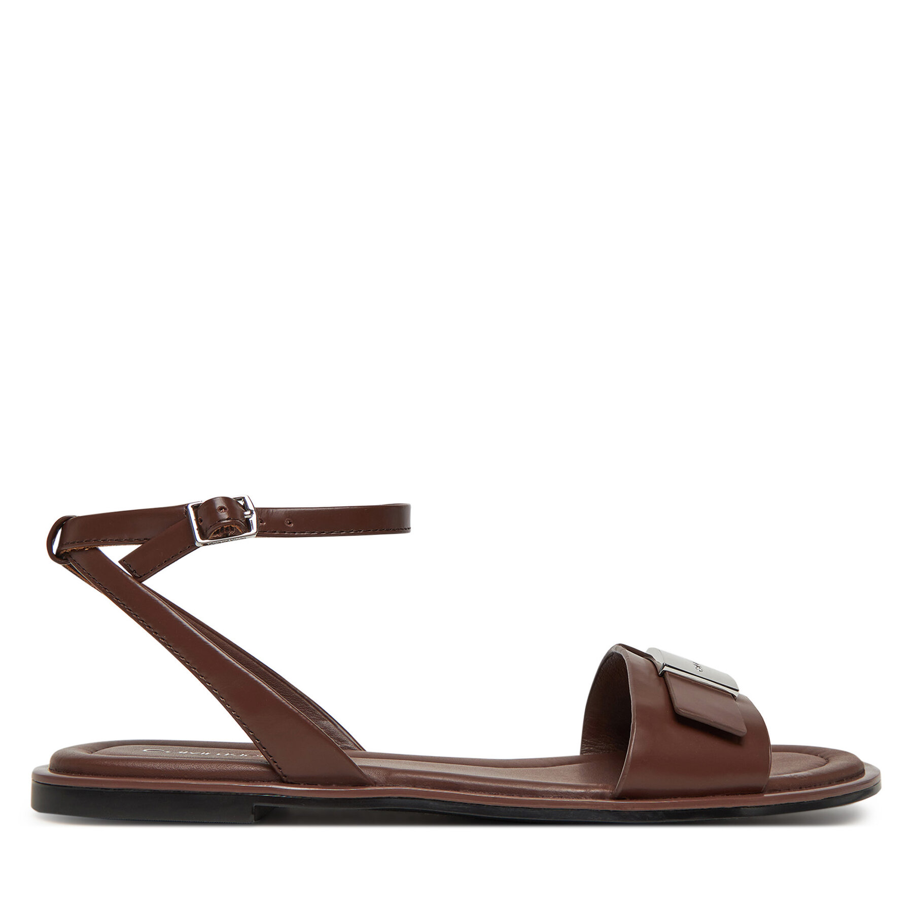 Sandale Calvin Klein Flat Sandal W/Ck Hw - Lth HW0HW02367 Maro