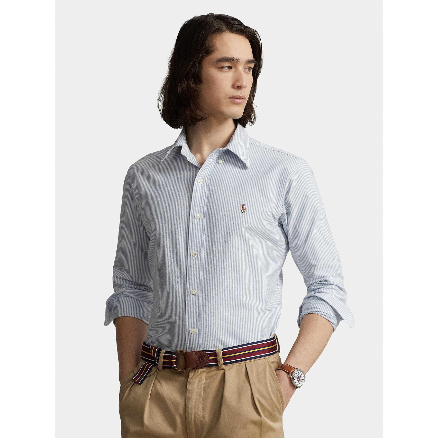 Polo Ralph Lauren Custom Fit Oxford Shirt - Blue and White XXL
